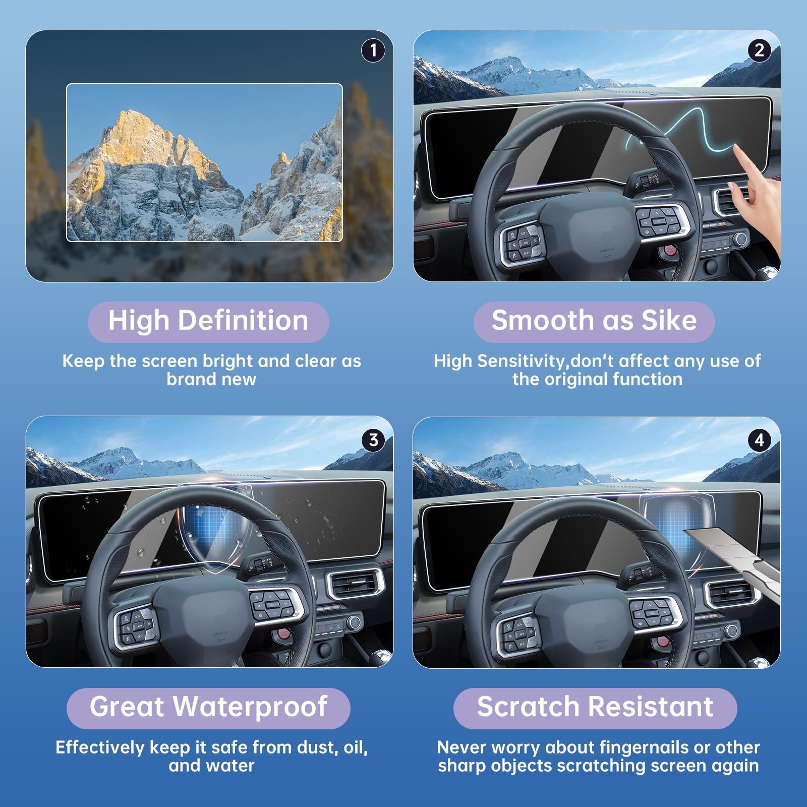 Luwu Ford Screen Protector For 2024 Mustang - Ecoboost/Gt/Gt Premium/Ecoboost Premium/Dark Horse - Hd Nano Touchscreen 13.2''+12