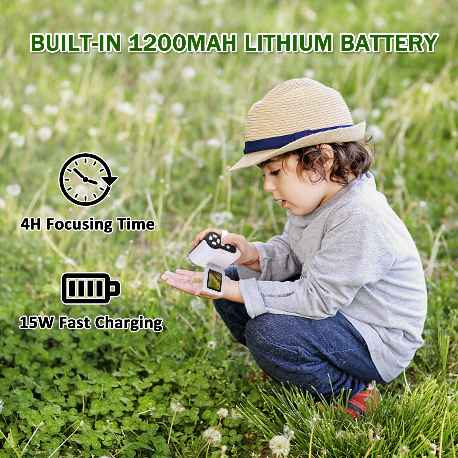 Barchrons Microscope For Kids, 1000X Handheld Kids Microscope With 6 Adjustable Led Lights, 2'' Hd Screen Miniscope For Kids 8 1