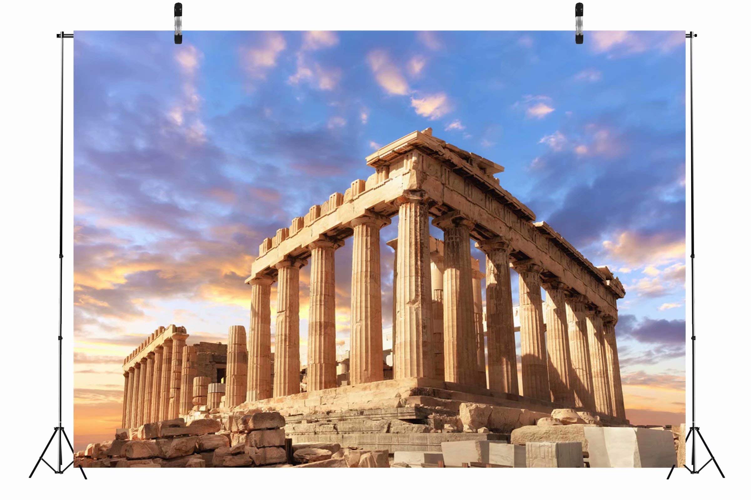 Beleco 7X5Ft Fabric Ancient Greek Photography Backdrop Parthenon Temple In Acropolis In Athens Greece Backdrops For Mythology Pa