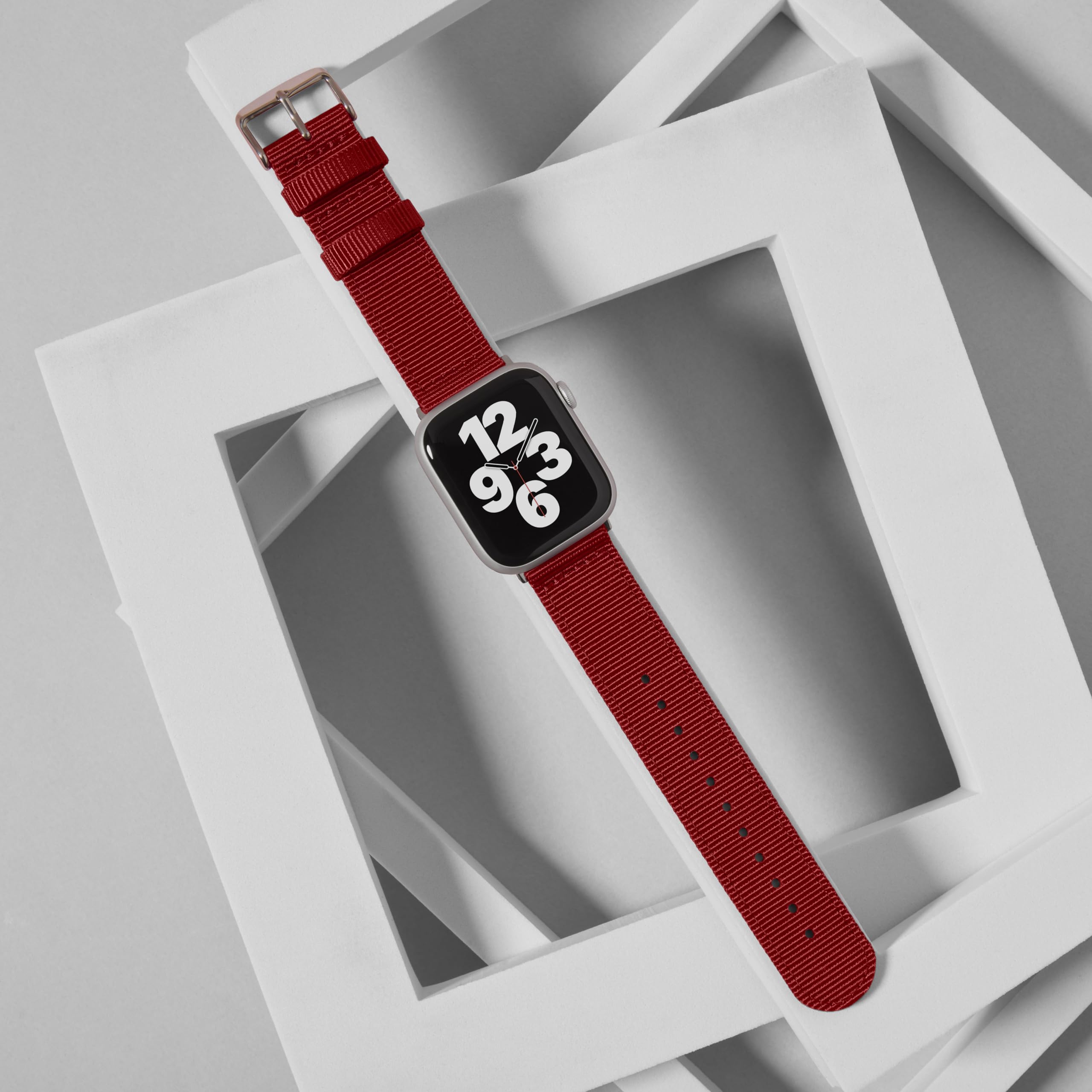 Archer Watch Straps   Premium Nylon Replacement Bands For Apple Watch (Red, Stainless, 38/40/41Mm)