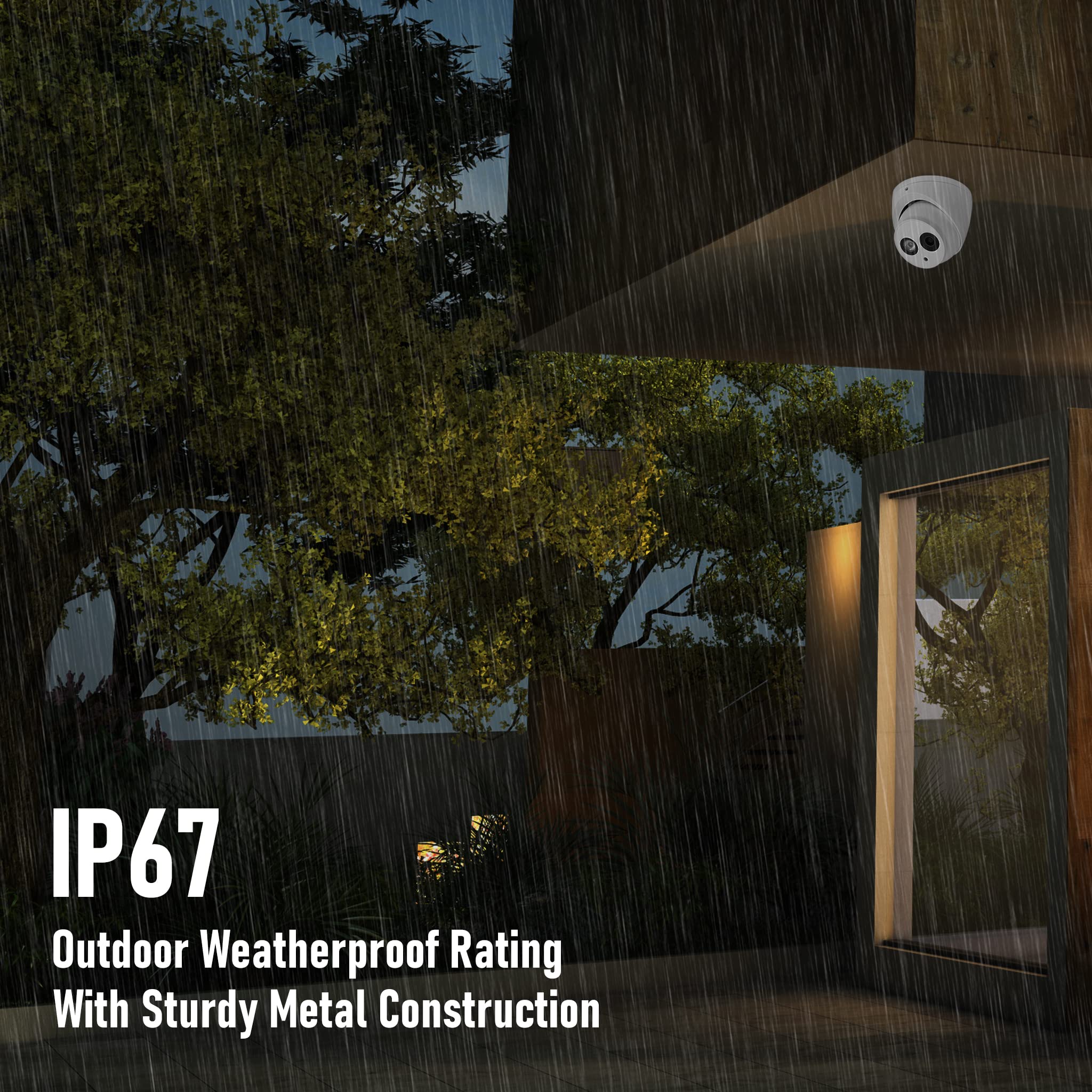 R Tech 2Mp Tvi Turret Dome Camera With Matrix Ir Night Vision, 4 Inch Security Analog Camera, Ip 67 Outdoor Weatherproof, Full M