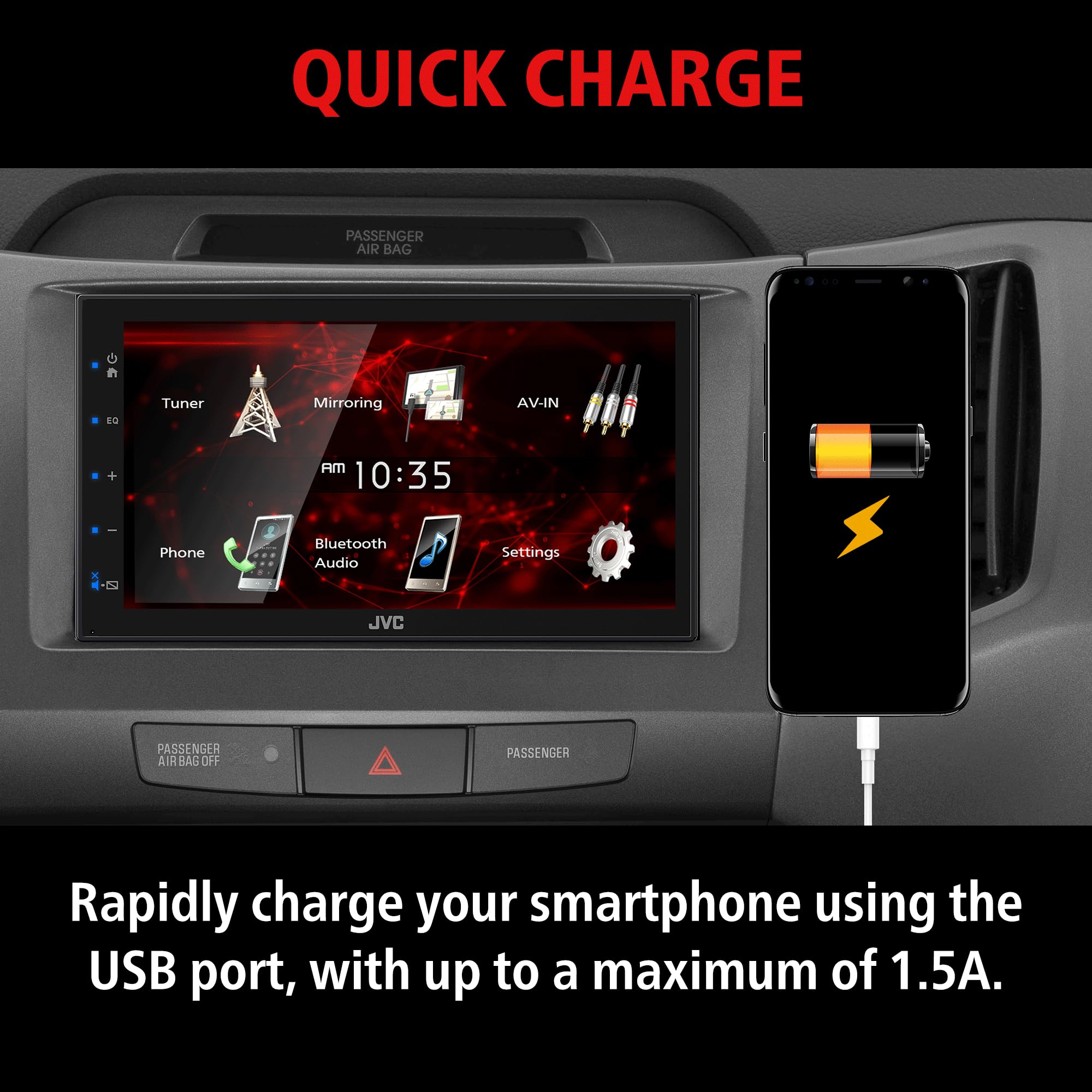 Jvc Kw M180Bt Bluetooth Car Stereo Receiver With Usb Port   6.75'' Touchscreen Display   Am/Fm Radio   Mp3 Player Double Din   1