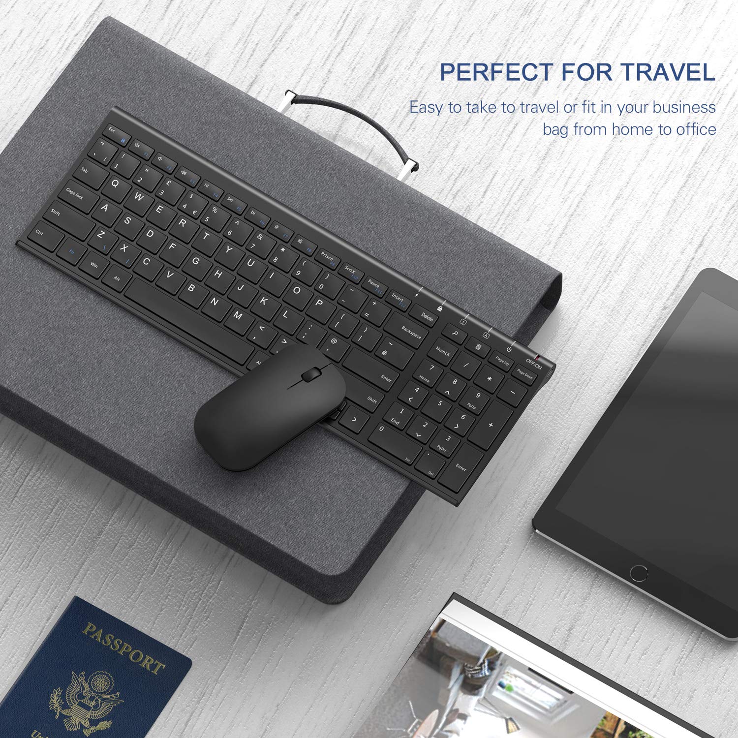 Seenda Rechargeable Wireless Keyboard And Mouse   Ultra Thin Metal Keyboard With Low Profile Keys, 2.4G Wireless Keyboard For Windows Pc Laptop Computer   Black