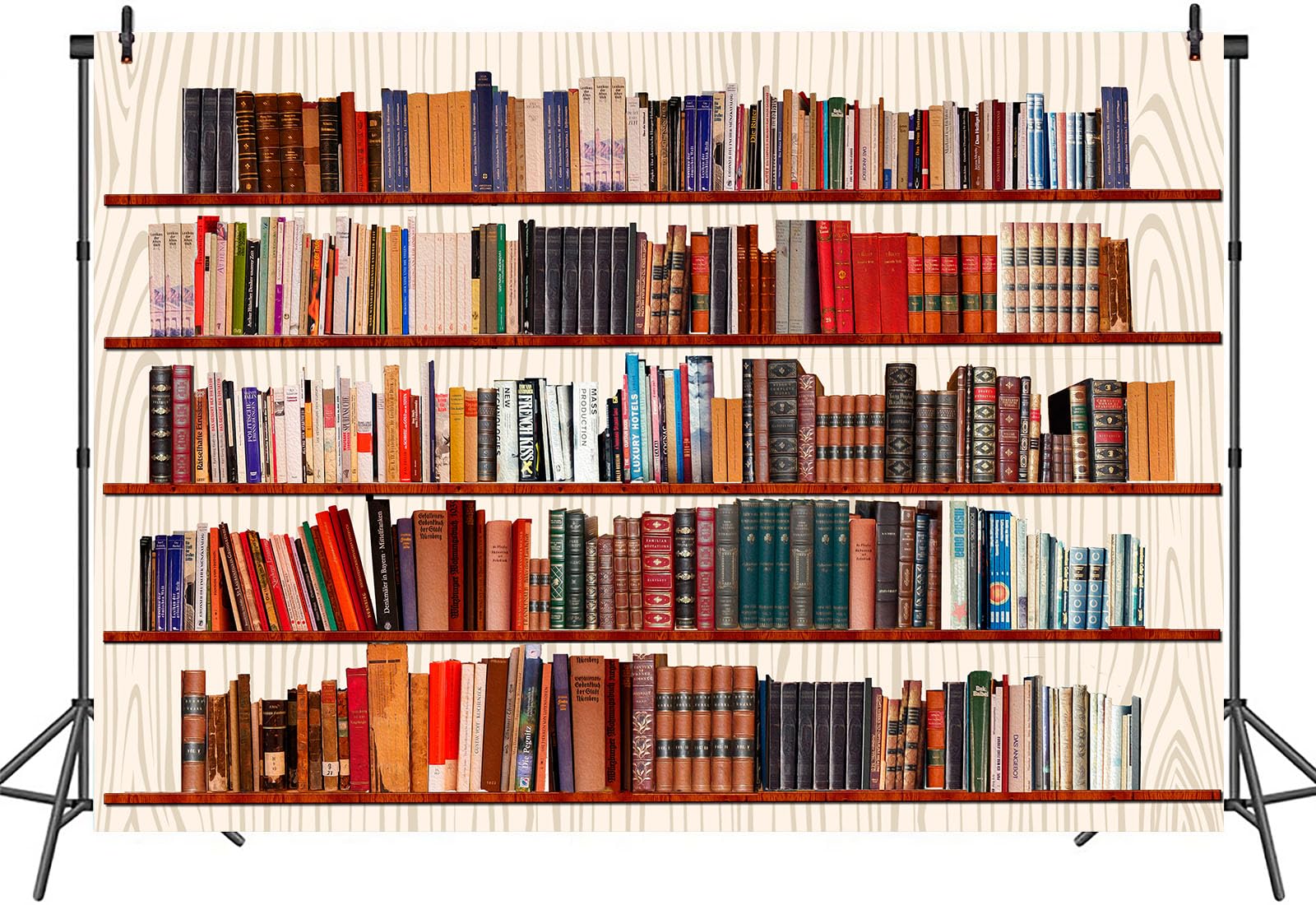 Yieldeer Library Bookshelf Backdrop 7X5Ft Polyester Books Knowledge Bookshelf Wall Hanging Decor Photography Background Theme Pa