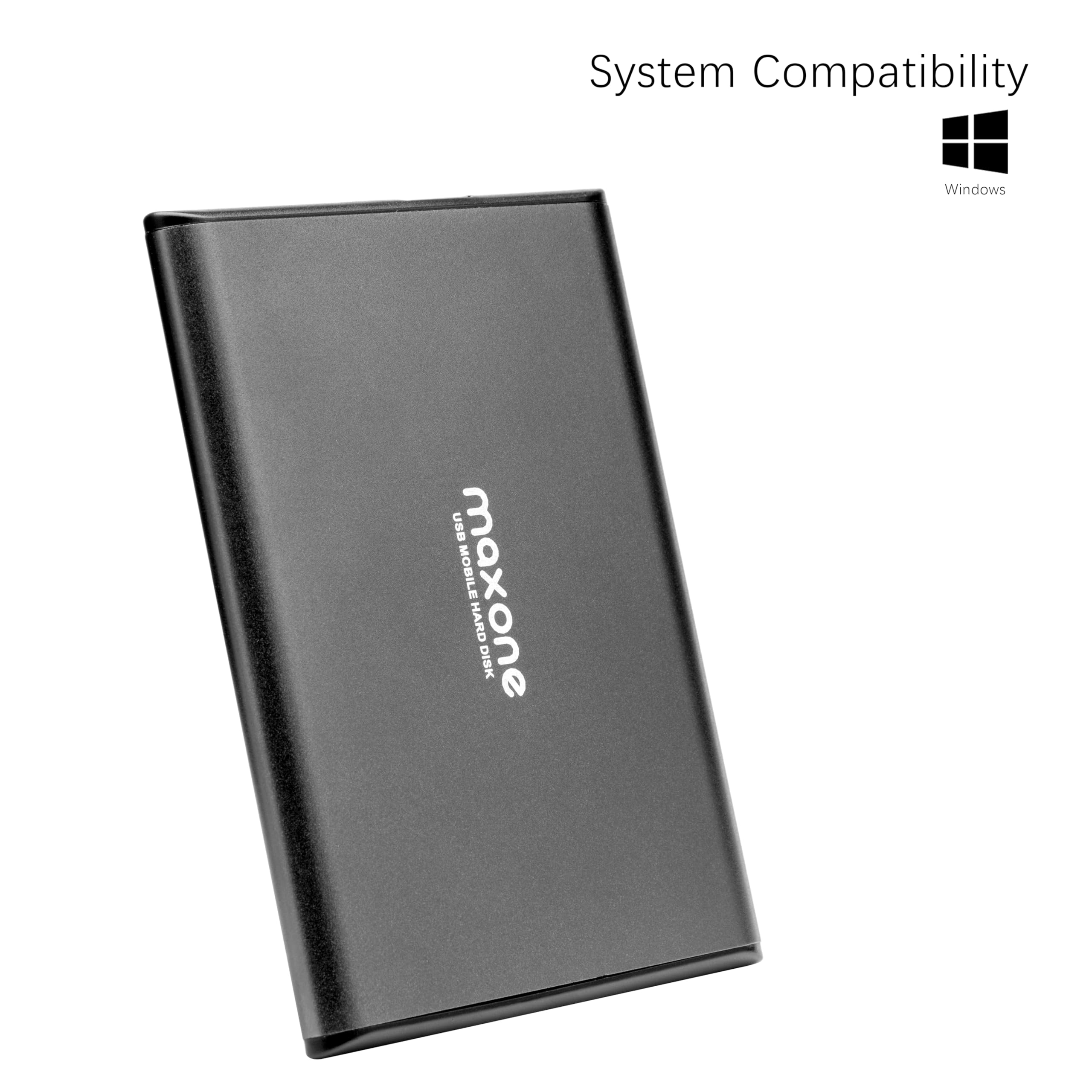 Maxone 1Tb Ultra Slim Portable External Hard Drive Hdd Usb 3.0 Compatible With Pc, Laptop, Charcoal Grey
