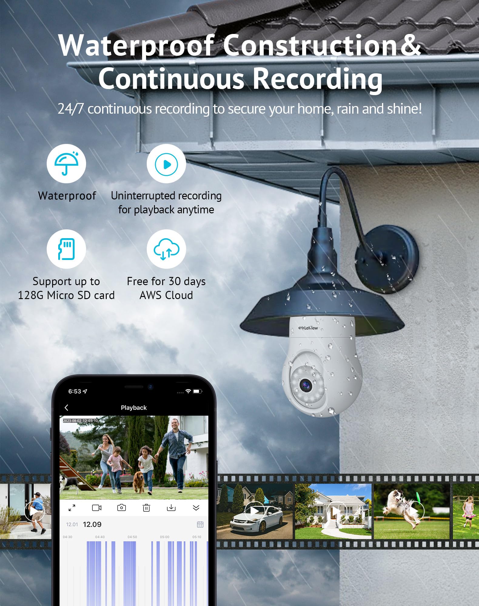 Laview 4Mp Bulb Security Camera 2.4Ghz,360 2K Security Cameras Wireless Outdoor Indoor Full Color Day And Night, Motion Detectio