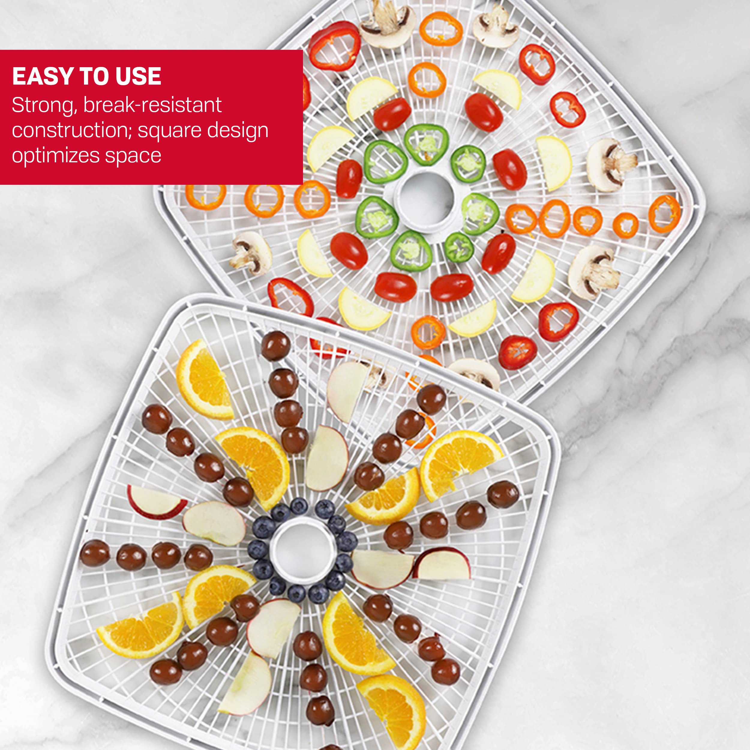 Nesco Sqt 2 Square 14 1/2'' Speckled Plastic Add A Trays, Fd 80 Food Dehydrators, White