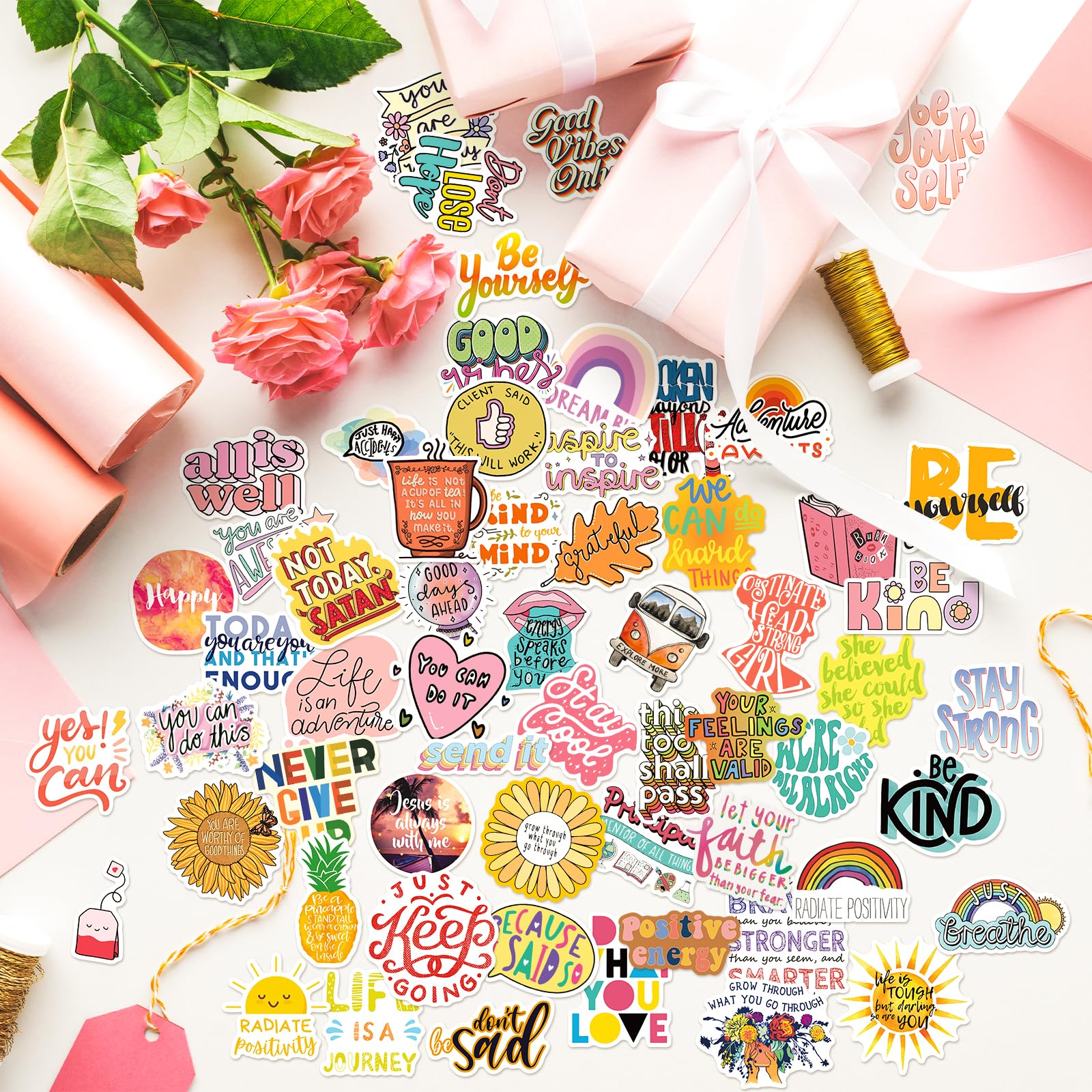 300Pcs Mental Health Inspirational Stickers For Laptop, Motivational Quotes Decals, Positive Words Stickers For Water Bottles, W