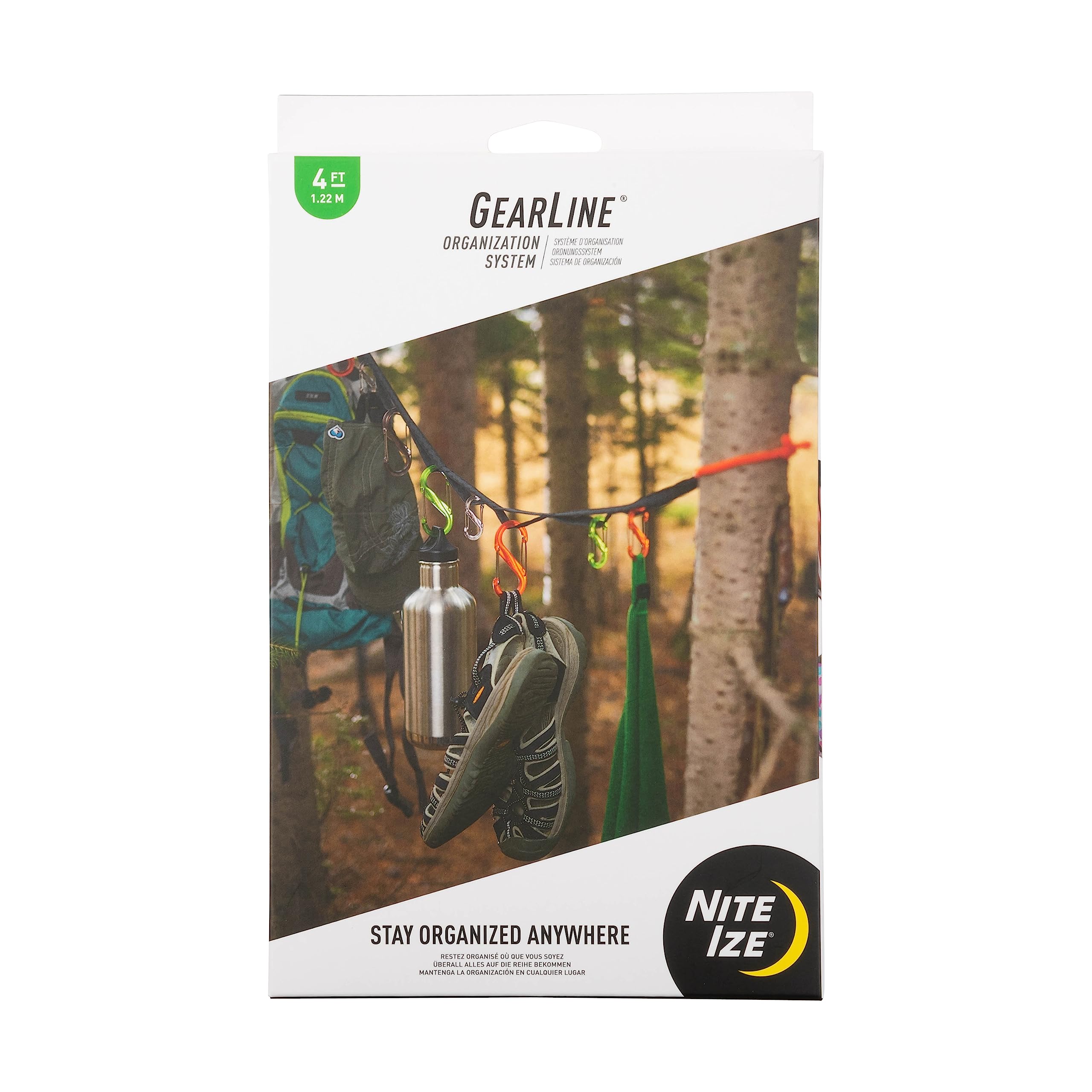 Nite Ize Gearline Hanging Organization System   Gear Ties For Camping, Hiking & Outdoor Activities   Webbing Line With S Biner C