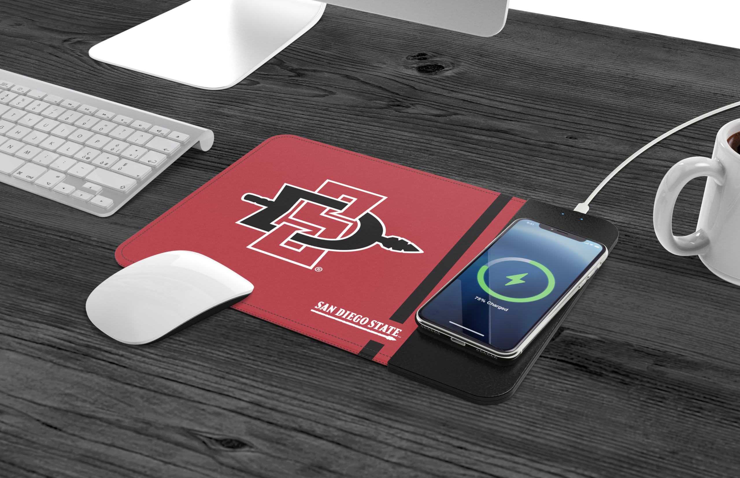 Soar Ncaa Wireless Charging Mouse Pad, San Diego State Aztecs