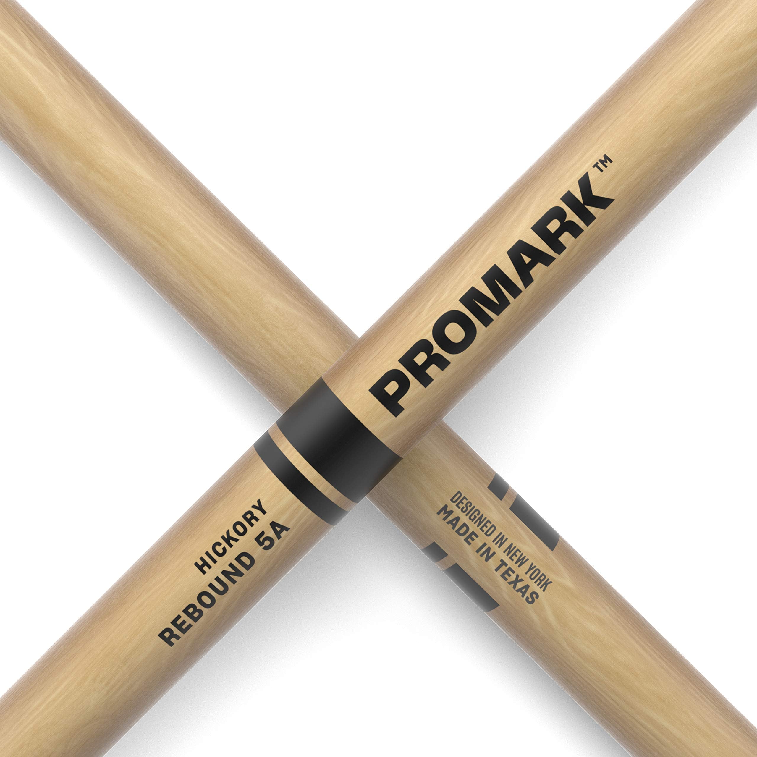Promark Rebound 5A Hickory Drumsticks, Oval Nylon Tip, One Pair