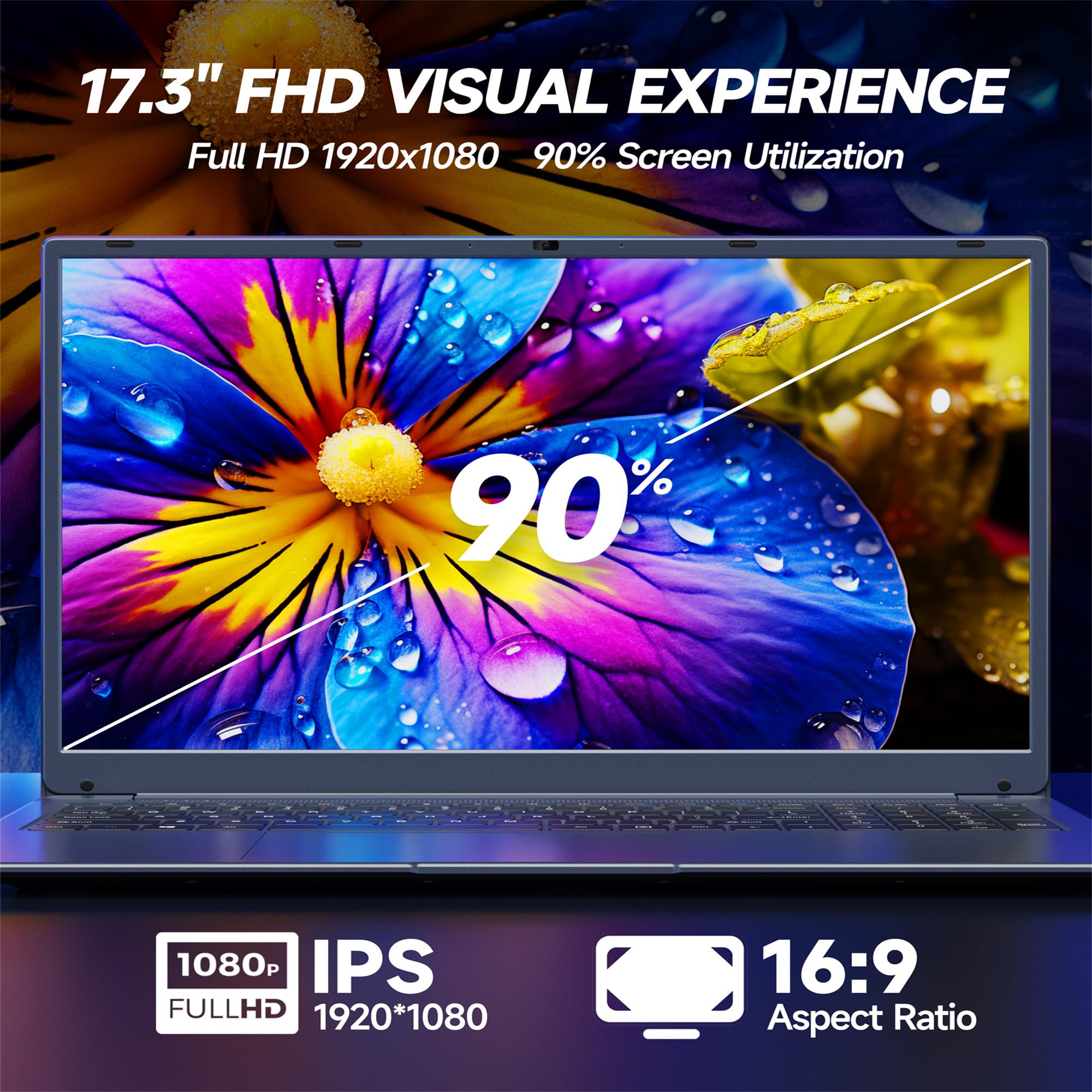 Ijkkji Laptop - Laptop Computer, 17 Inch Laptop, 16Gb Ddr4 Ram 256Gb Ssd, Intel Celeron N5095, Computers With Win 11, 1920 X 108