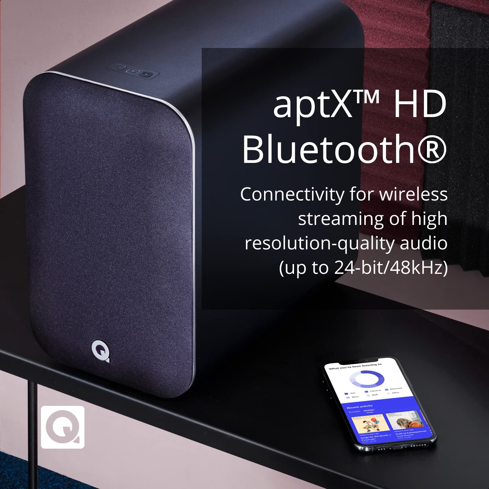 Q Acoustics M20 Bluetooth Speakers - HD Wireless Music System, 0.9" Tweeter, 4.9" Mid Bass, White