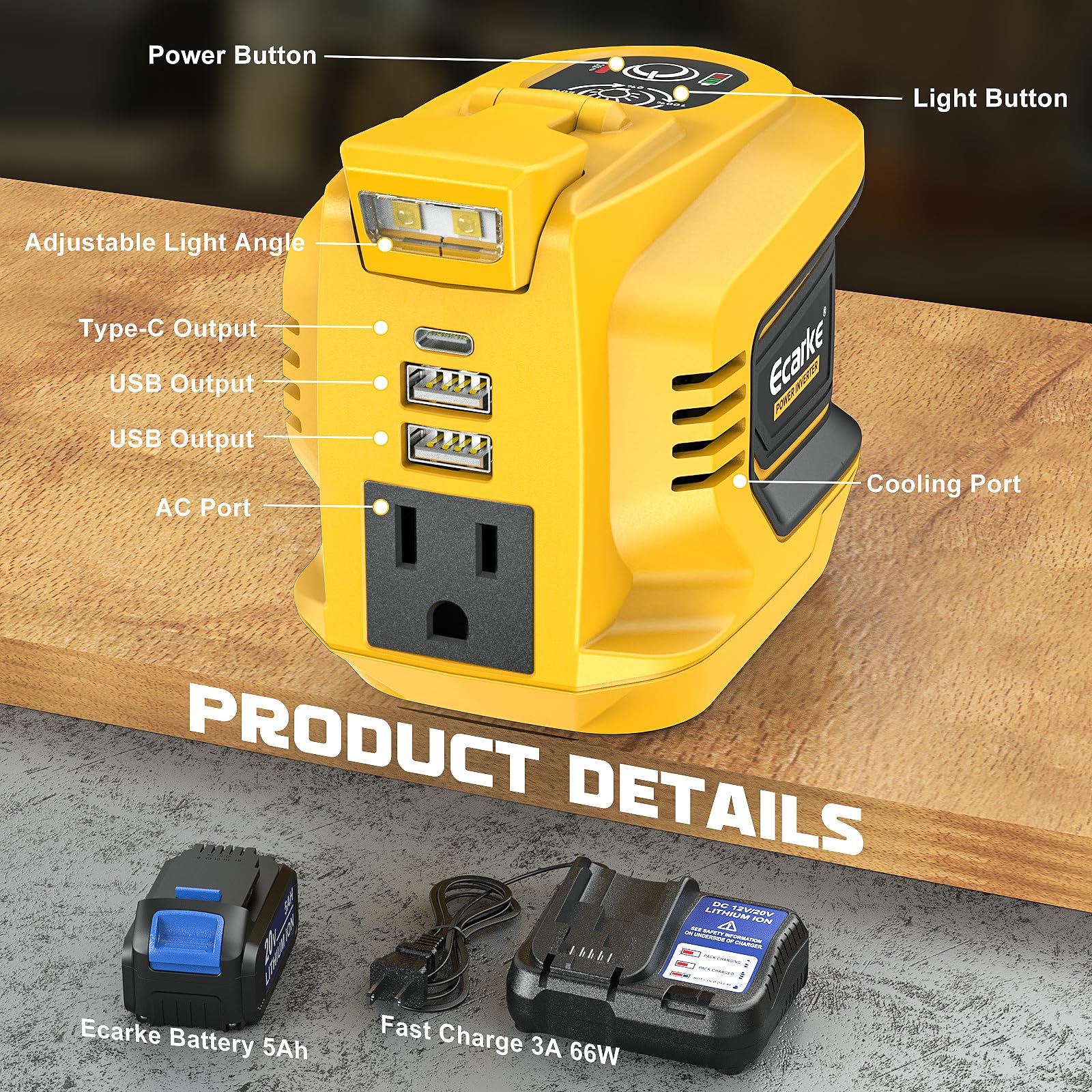 Power Inverter,200W Portable Power Station Generator For Dewalt 20V,Battery Inverter 20V To Ac 110V,Supply Charger Adapter With