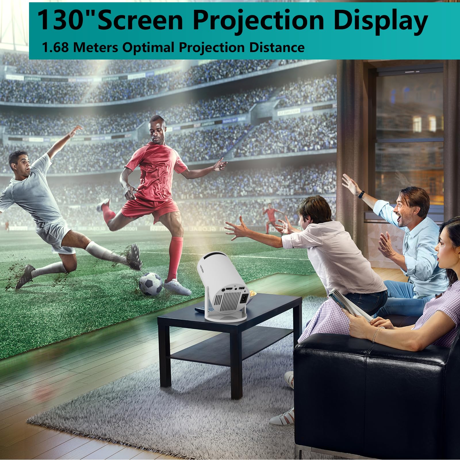 Yatien Mini Projector Portable Projector Movie Home Cinema Bedroom Student Dorm Projector Watch Soccer Competition Basketball Ma