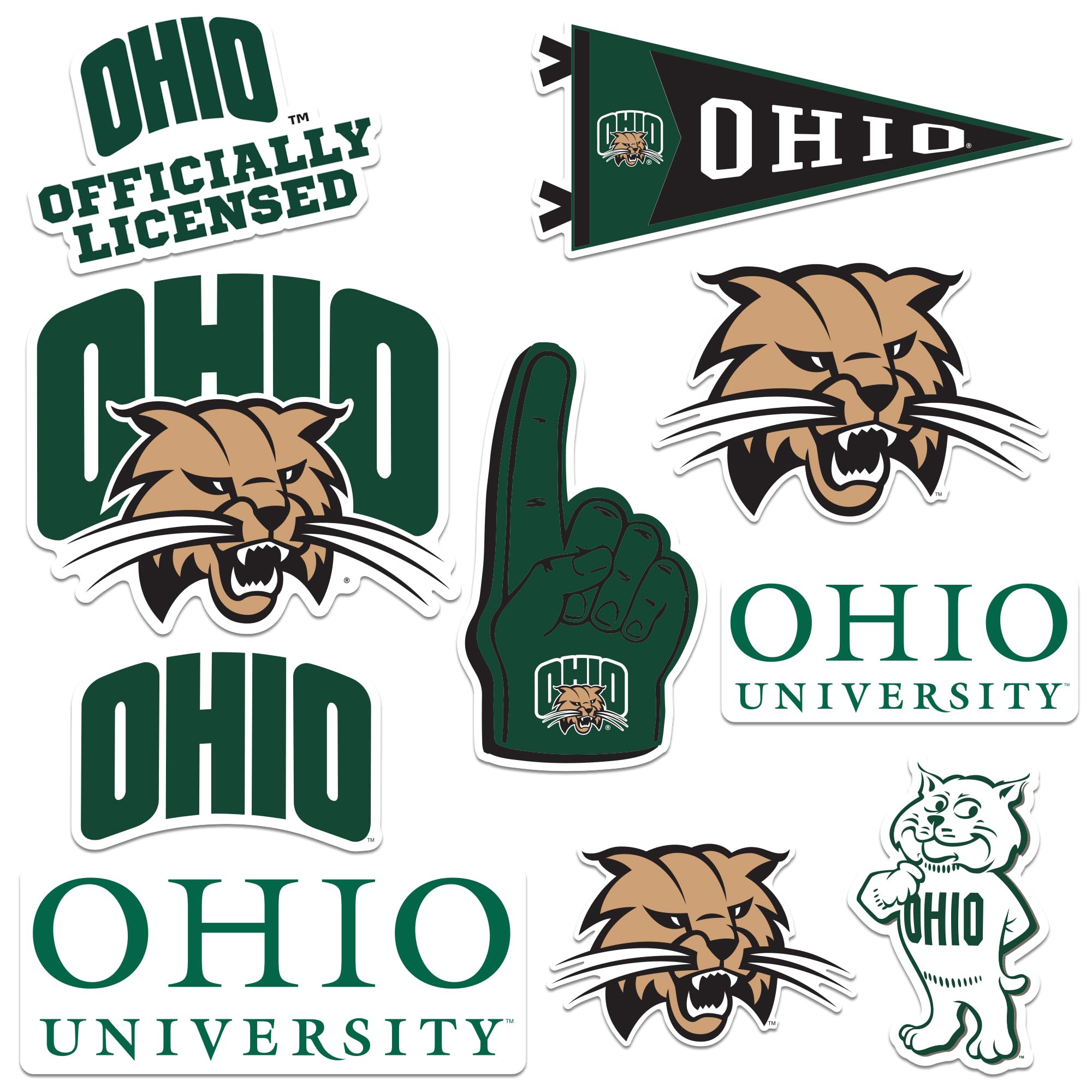 Ohio University 9Ct Vinyl Large Deluxe Stickers Variety Pack   Laptop, Water Bottle, Scrapbooking, Tablet, Skateboard, Indoor/Ou