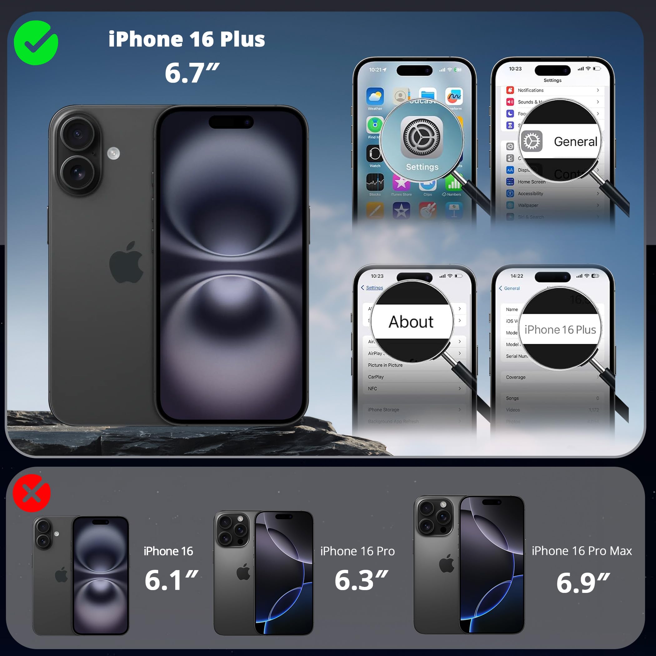 Cacoe Magnetic Case For Iphone 16 Plus 6.7 Inch With 360 Rotatable Ring Stand, Compatible With Magsafe Car Phone Mount, Cases Co