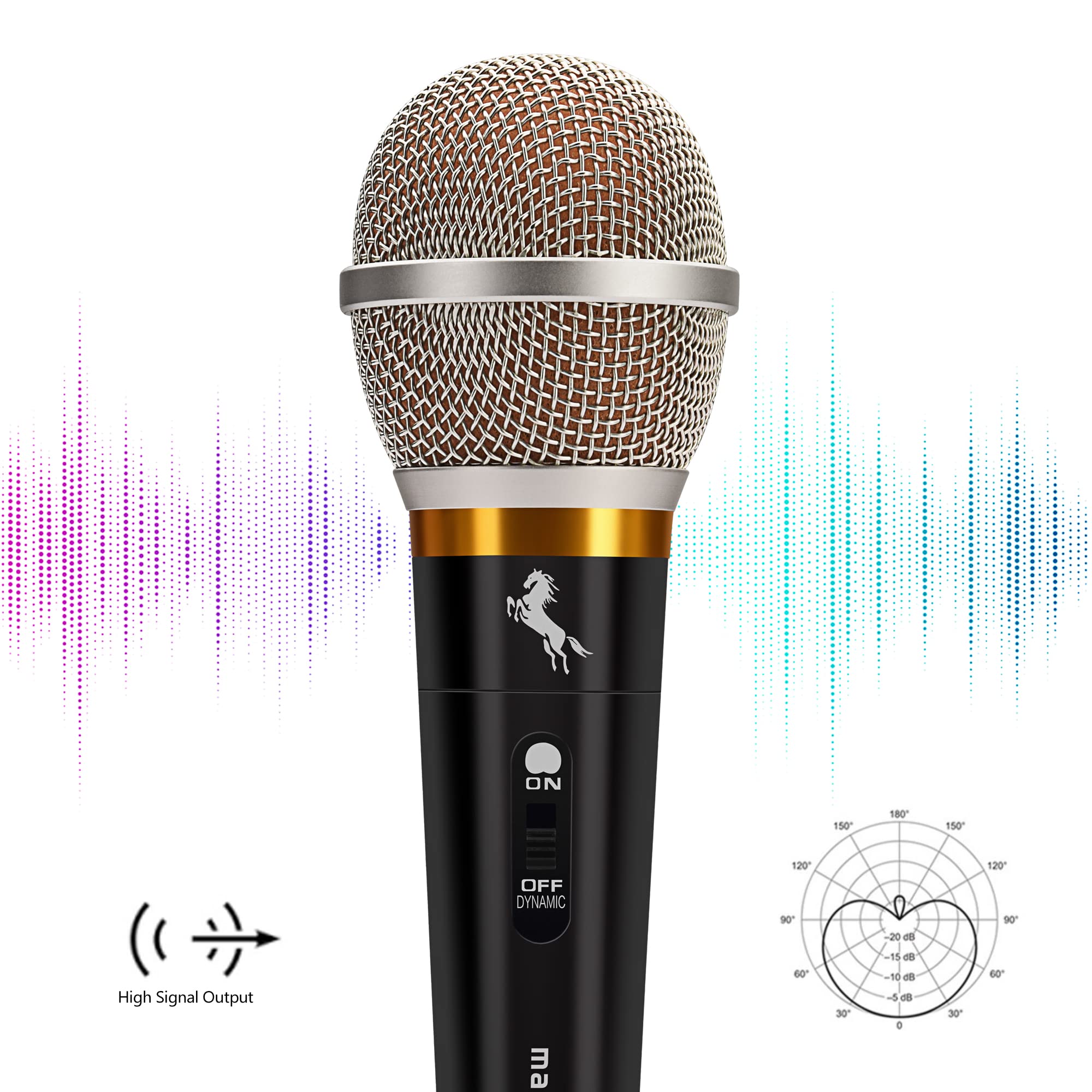 Marengo Handheld Dynamic Microphone For Karaoke Singing, Wired Xlr Microphone With On And Off Switch And 13Ft Detachable Xlr Cab