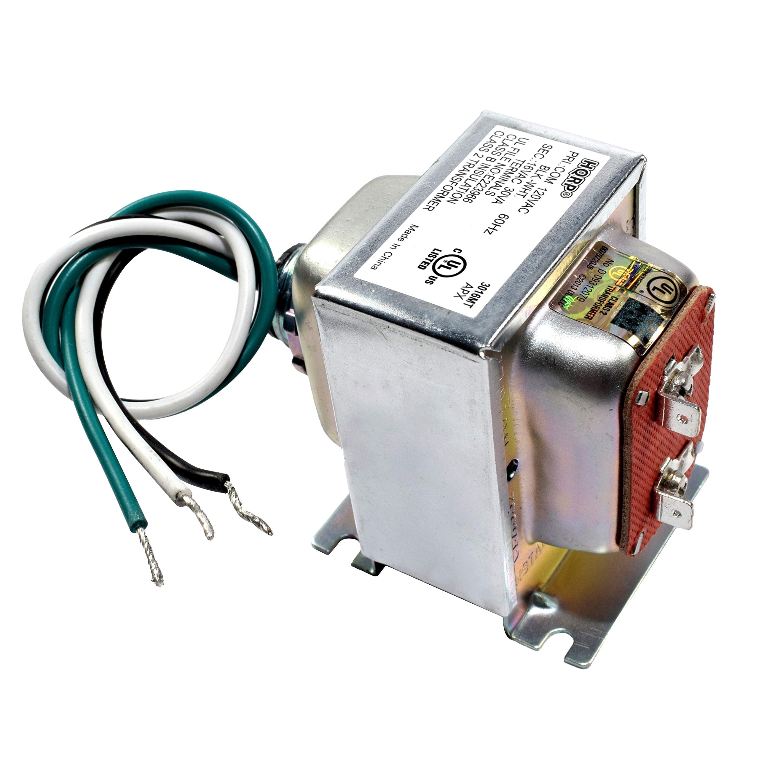 Hqrp 16V 30Va Transformer Compatible With Zmodo Nest Eufy Nutone Ring Doorbell Hardwired Door Chime Power Supply Adapter Door Bell 120V To 16V Replacement, Ul