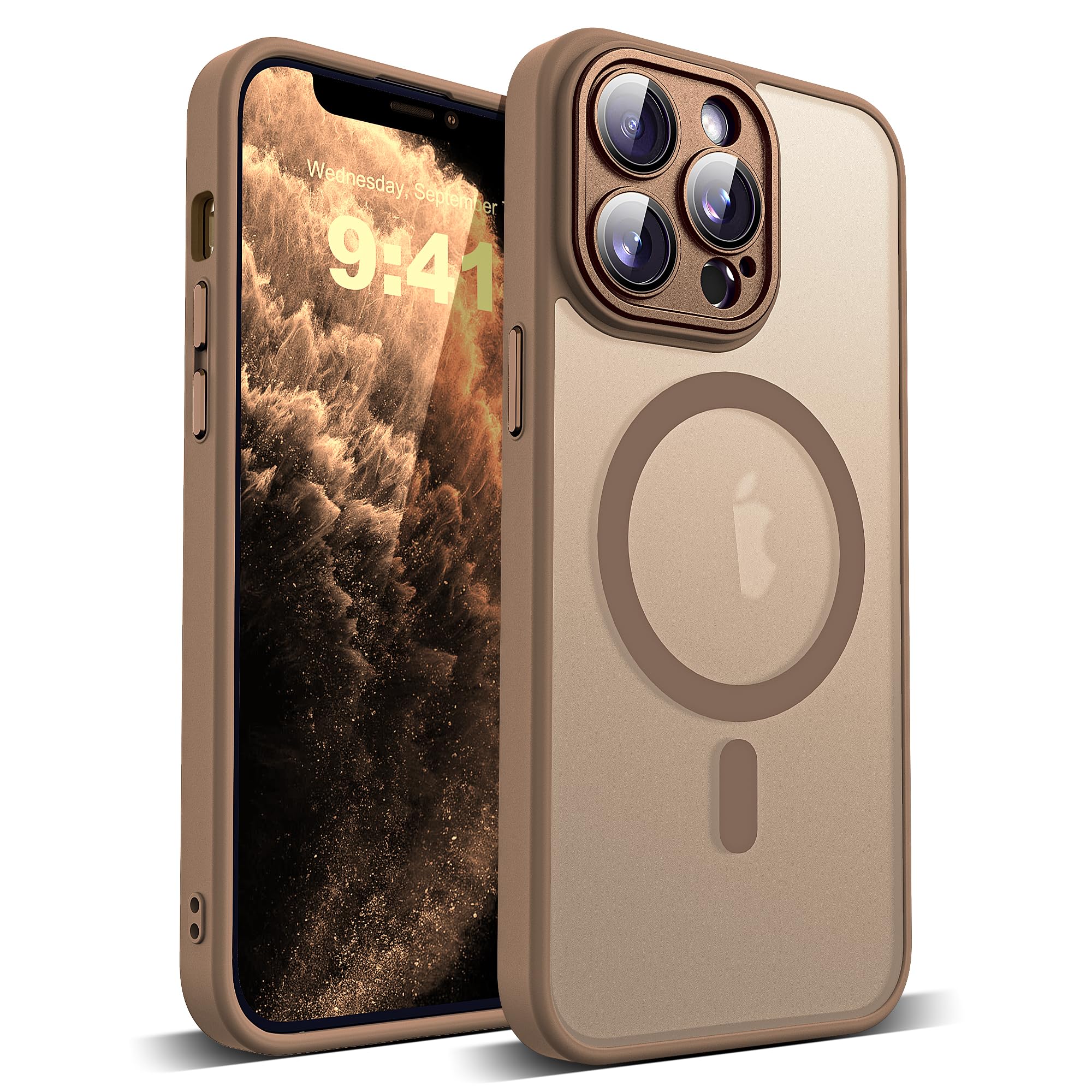 YEMORAN Compatible with iPhone 11 Pro Max Case with Built-in Camera Lens Protector Translucent Magnetic 11 Pro Max Phone Case 6.