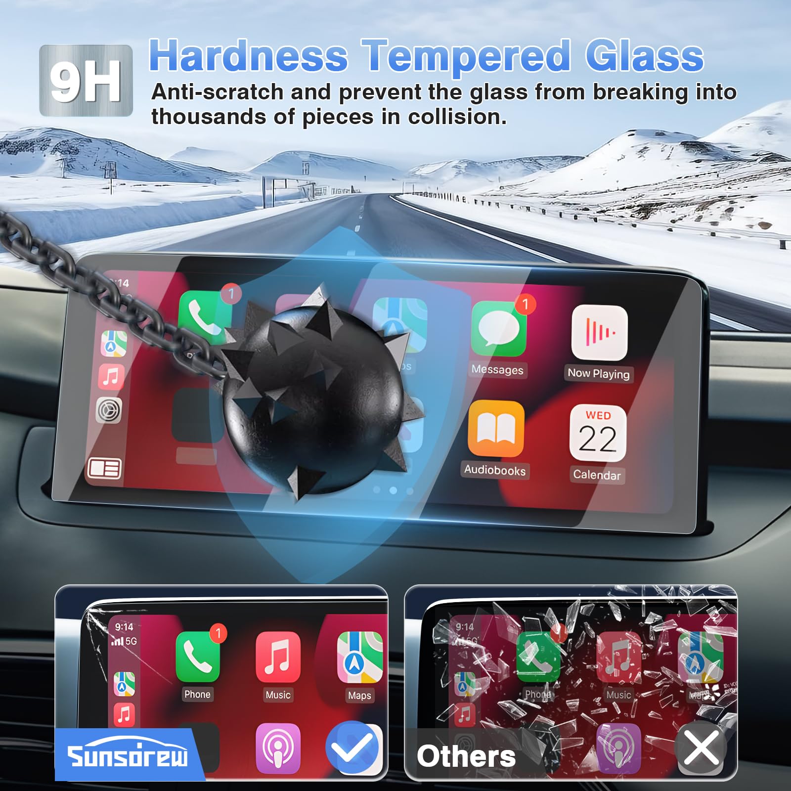 Sunsdrew 2Pcs Cx5 Cx9 Screen Protector For 2021 2023 2024 Mazda Cx 5/Cx 9 Accessories 10.2 Inch Touch Screen Radio Display Protector 9H Tempered Glass Protective Film Anti Glare Hd Clear