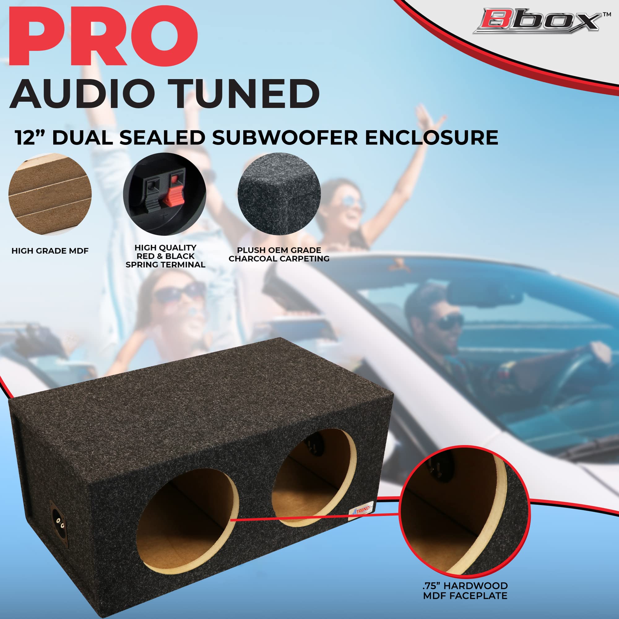 Bbox Dual Sealed 12 Inch Subwoofer Enclosure   Spl Tuned Car Subwoofer Boxes & Enclosures   Premium Subwoofer Box Improves Audio