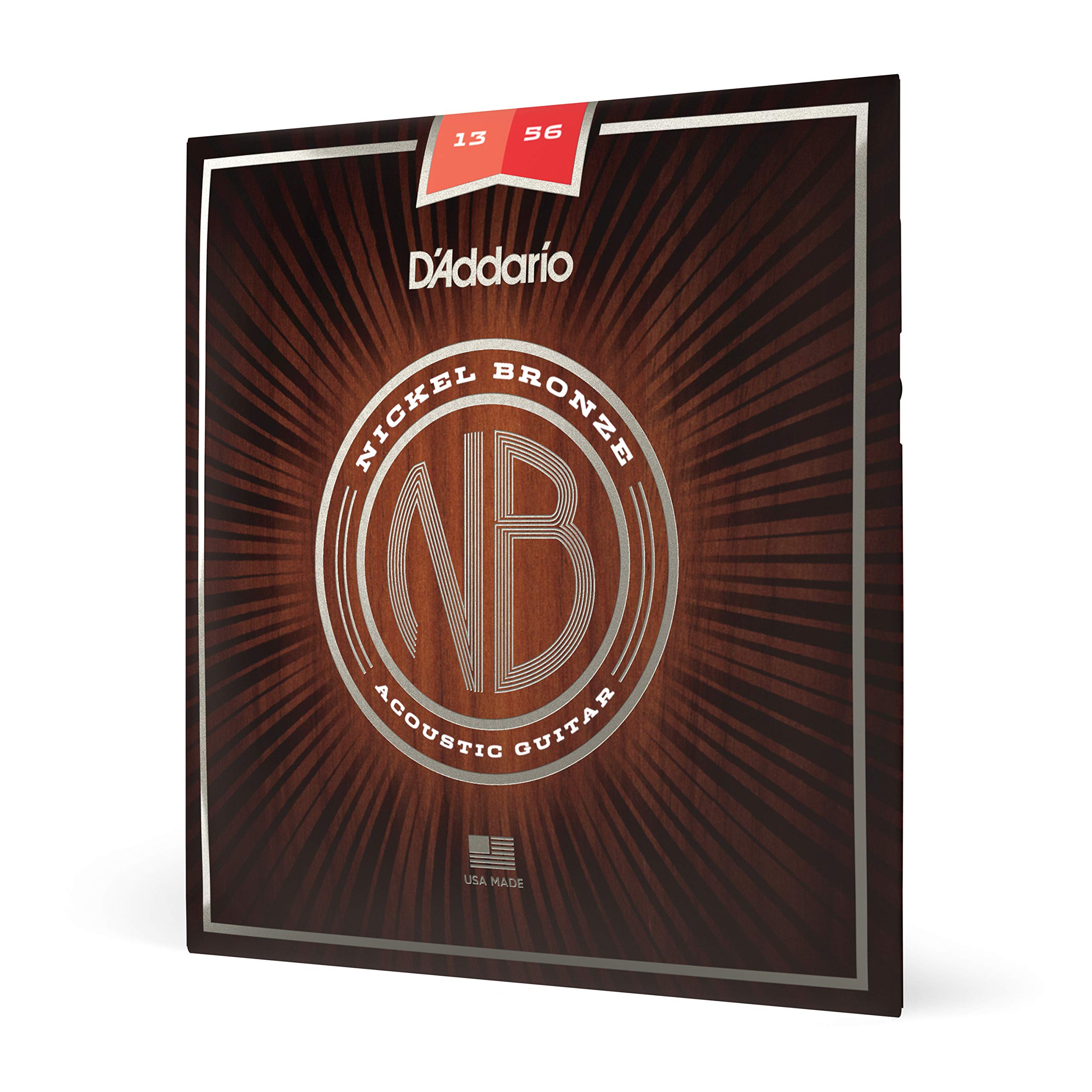 D'Addario Acoustic Guitar Strings, Nickel Bronze, Nb1356, Medium Gauge 13 56, 6 String Set, Pack Of 1