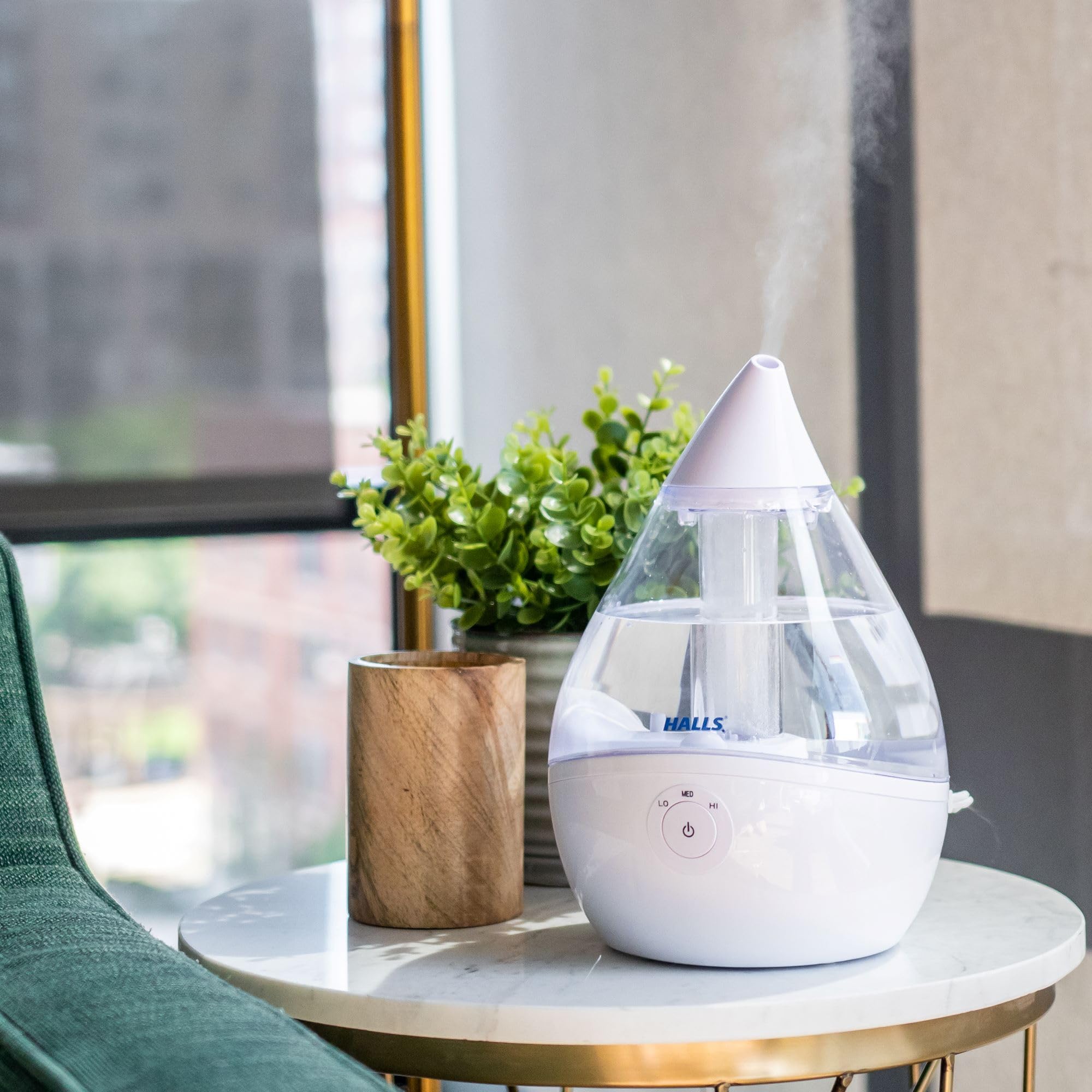 Crane X Halls Droplet Ultrasonic Small Air Humidifiers For Bedroom And Office, 0.5 Gallon Cool Mist Humidifier For Plants And Ho