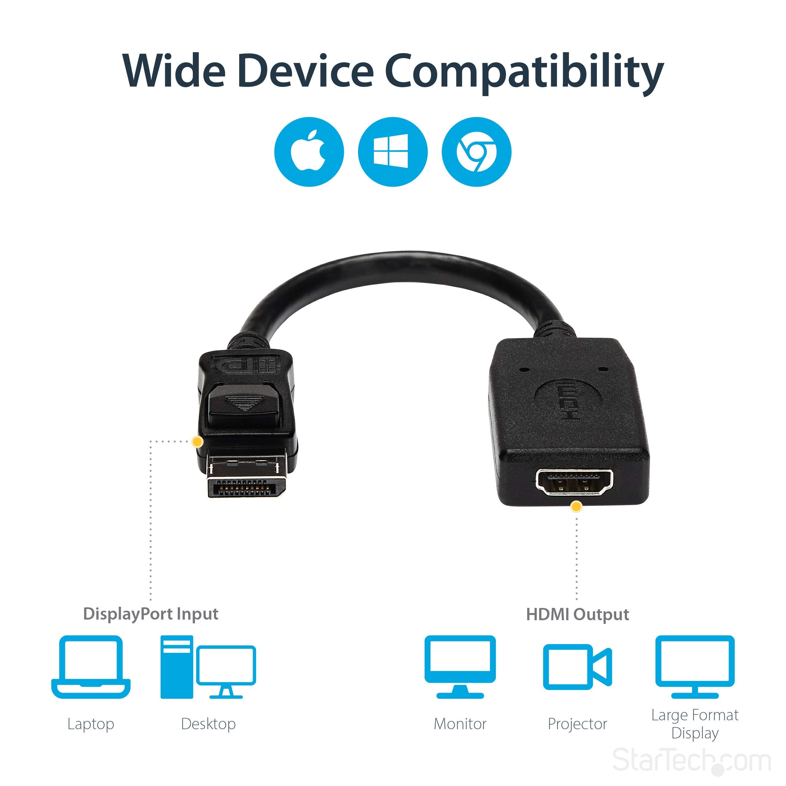 Startech.Com Displayport To Hdmi Adapter   Dp To Hdmi Adapter/Video Converter   1080P   Vesa Certified   Dp To Hdmi Monitor/Disp