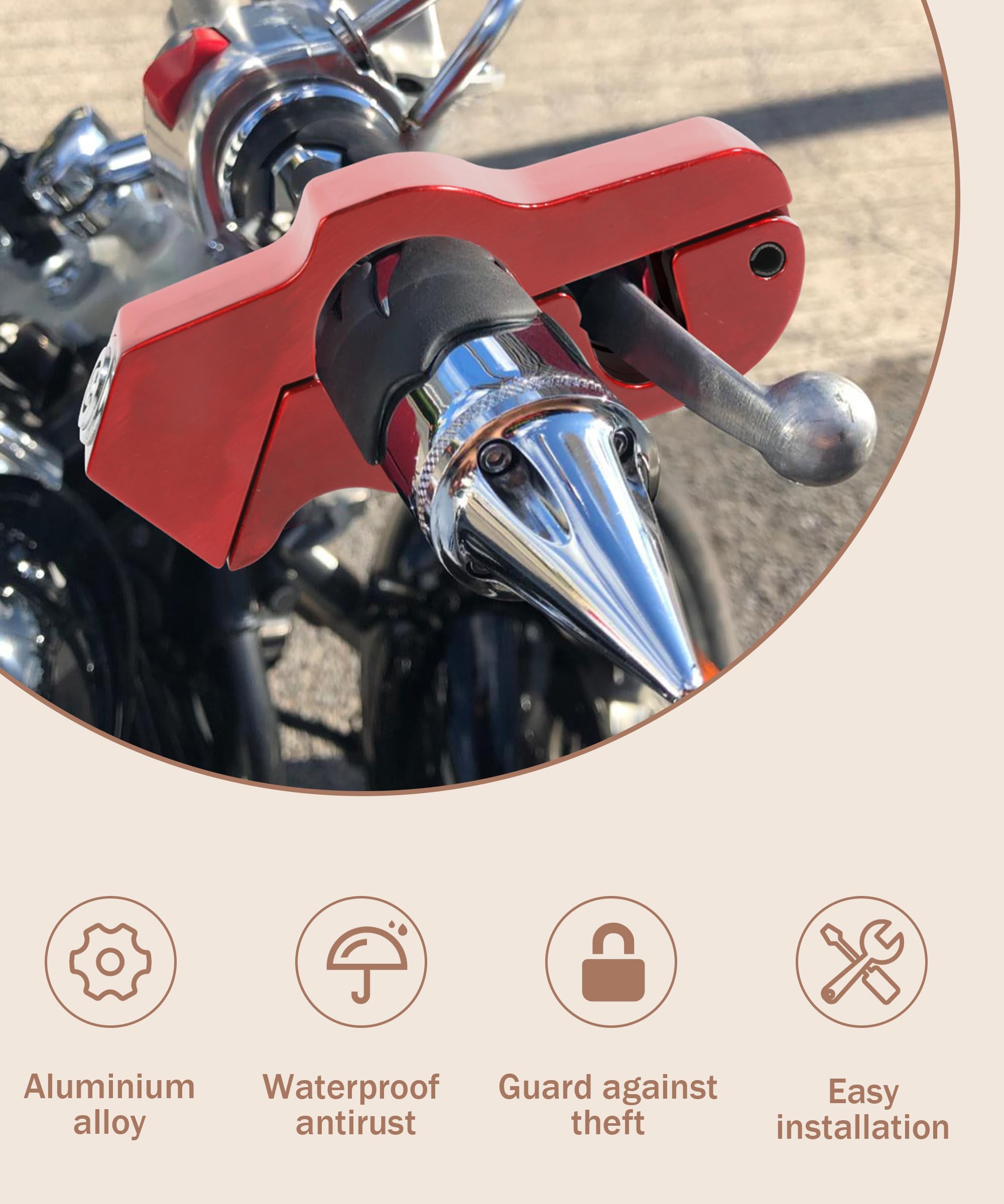 Bylikeho Motorcycle Lock, Heavy Duty Anti Theft Bike Handlebar Lock,Car Accessories Handlebar Throttle Grip Brake Lever Security