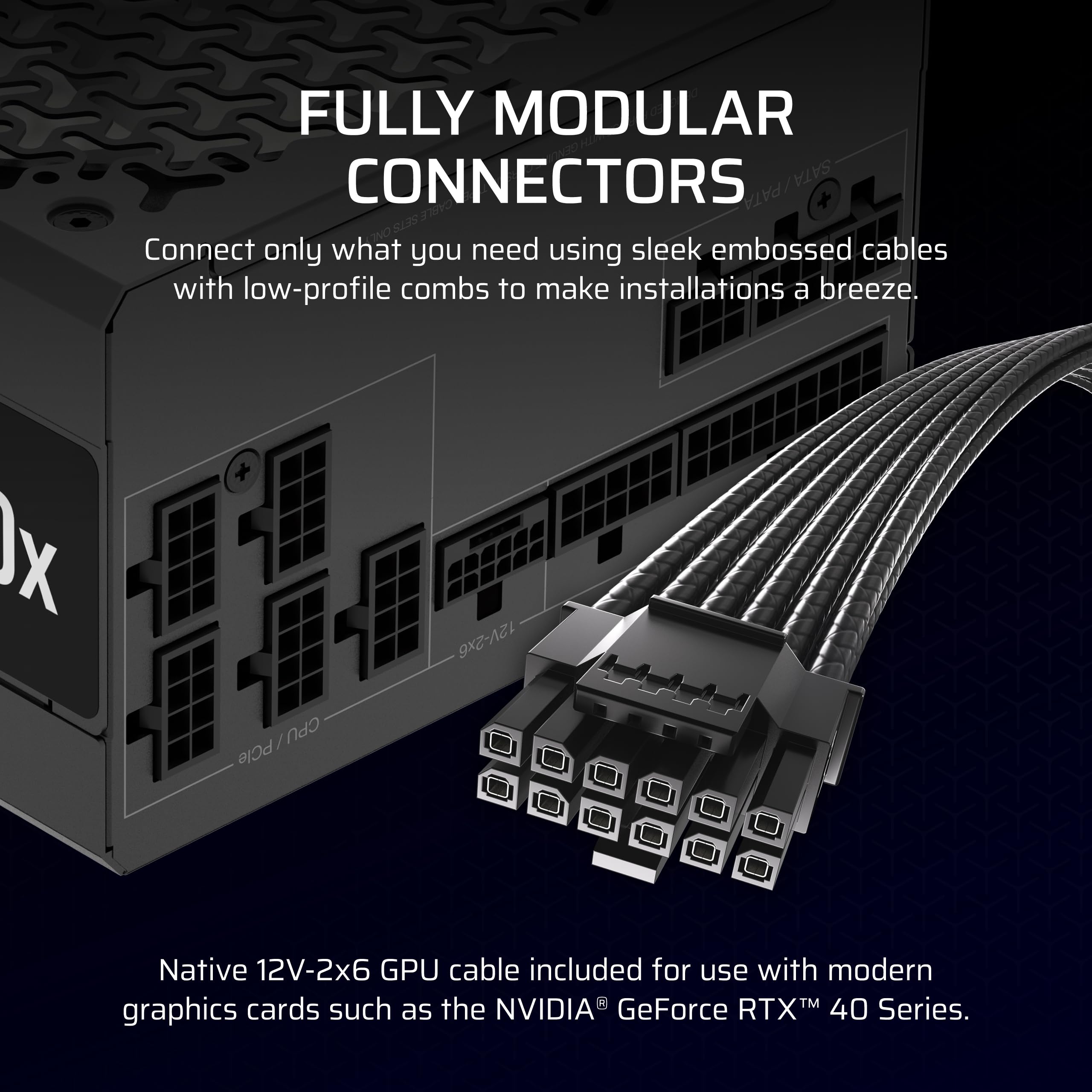 Corsair Rm850X Fully Modular Low-Noise Atx Power Supply - Atx 3.1 Compliant - Pcie 5.1 Support - Cybenetics Gold Efficiency - Na
