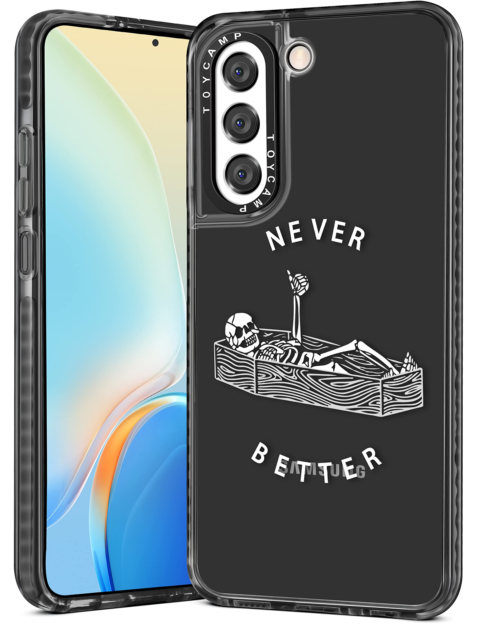 Toycamp Case For Samsung Galaxy S21, Funny Horror Lying Skeleton Skull Design For Women Girls Boys Teens Scary Cartoon Print Cas