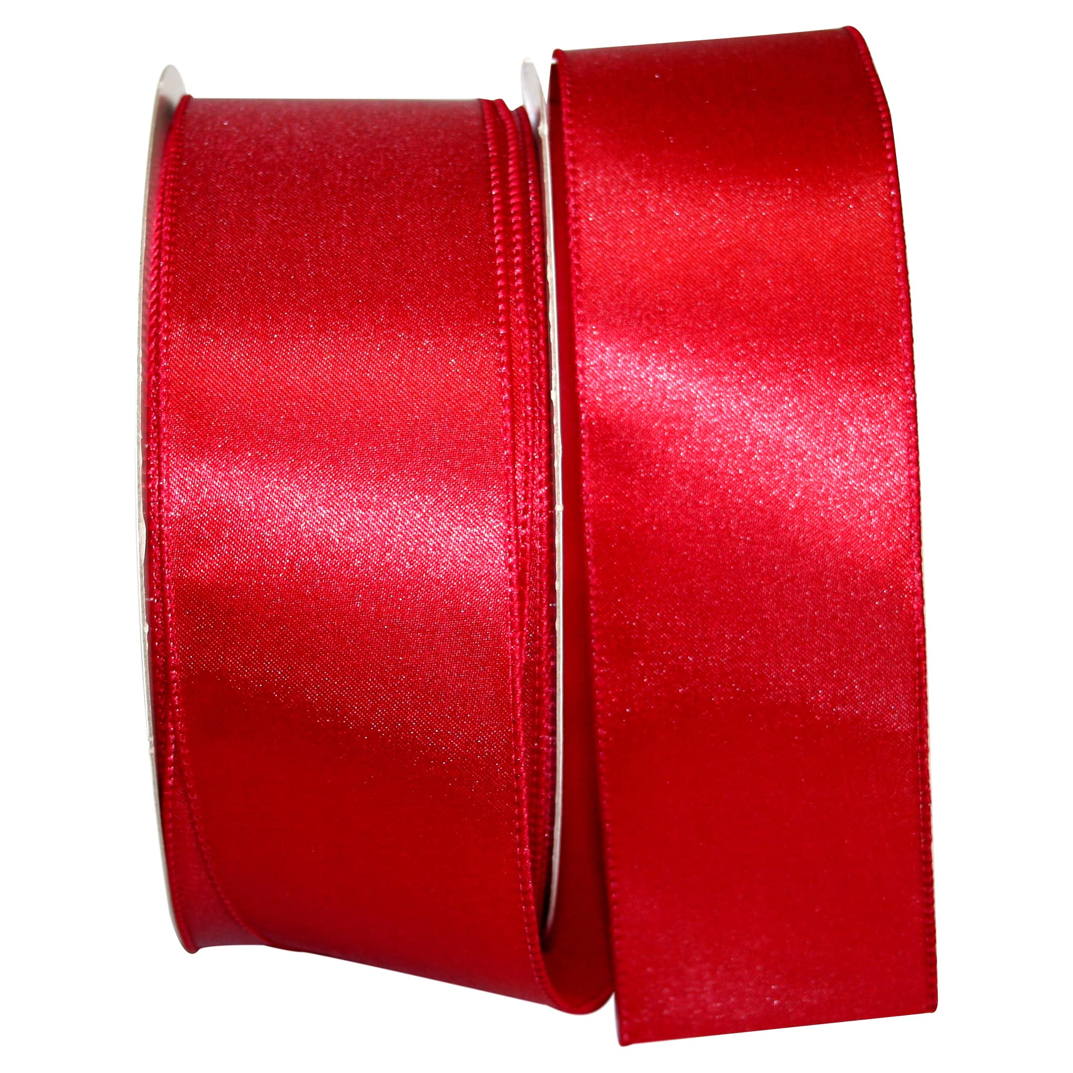 Reliant Ribbon 92575W 908 40K Satin Value Wired Edge Ribbon, 2 12 Inch X 50 Yards, Scarlet