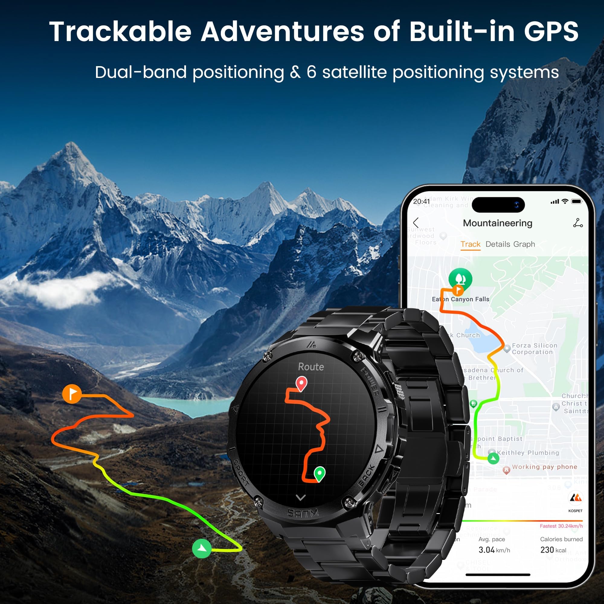 Hotmifit Gps Smart Watch For Men, 6 Satellite Positioning, Compass, Stainless Steel Body, 50M Waterproof, 480Mah Extra-Large Bat