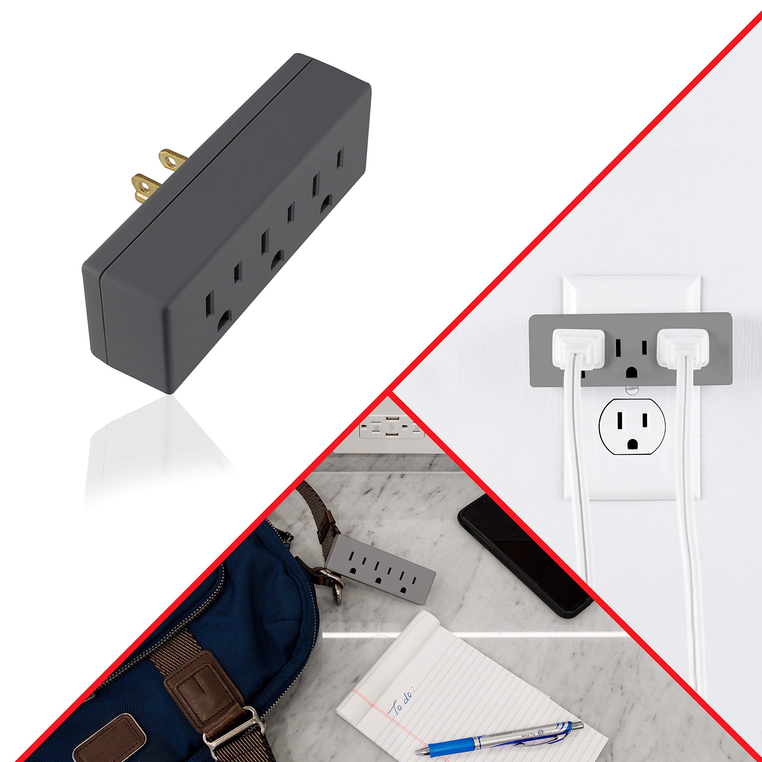 Ge 3 Outlet Extender, 3 Pack, Grounded Wall Tap, 3 Prong, Multiple Plug, Power Splitter, Cruise Essentials, Use For Home Office
