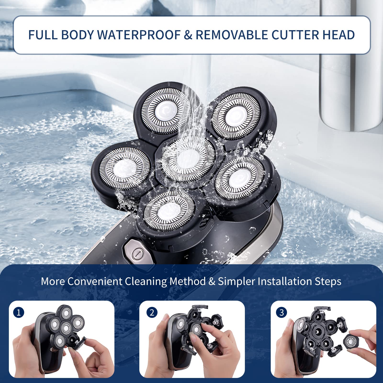 Yhayho Head Shavers For Bald Men Upgraded Electric Razors Multifunctional Electric Shaver For Balding Head Waterproof Mens Head