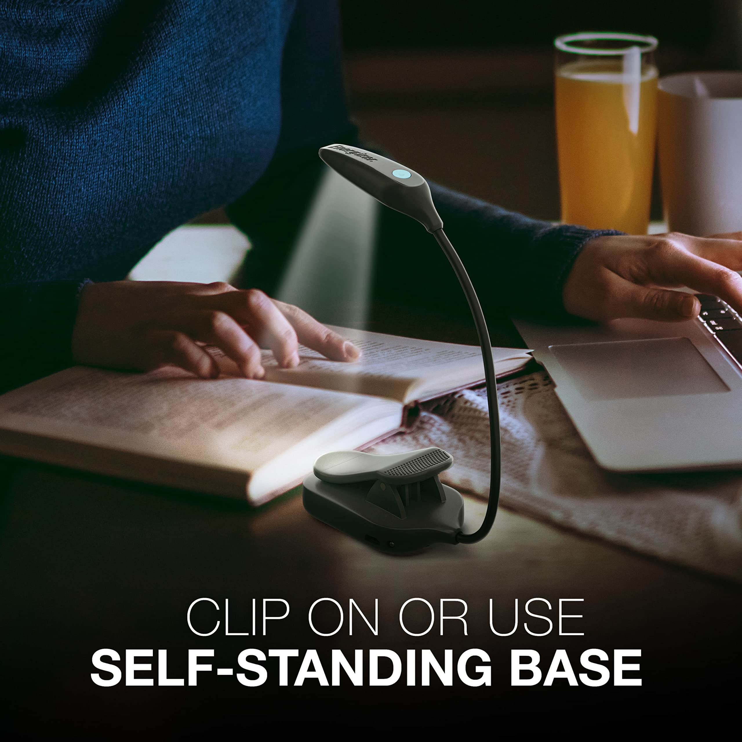 Energizer Rechargeable Led Book Light Flex, 3 Modes, Warm Light Clip On Reading Light With Flexible Neck For Reading In Bed (Usb