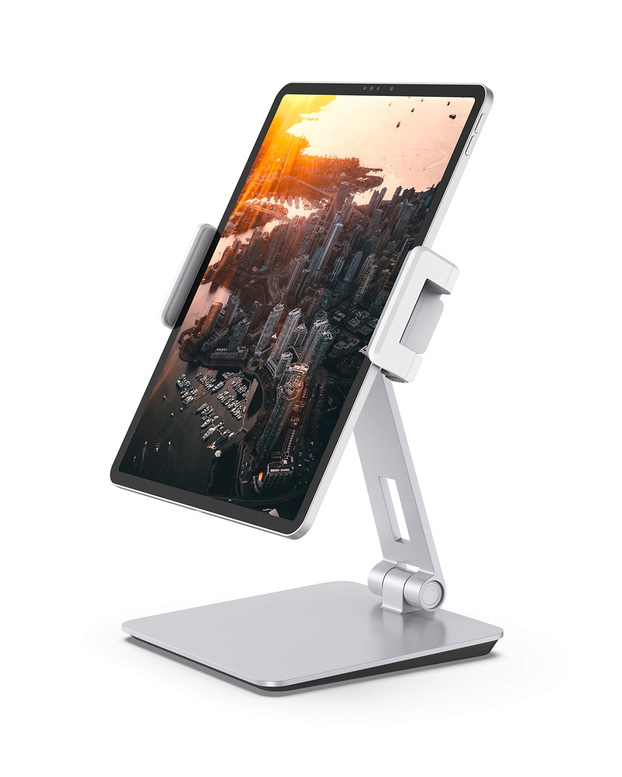Maxonar Tablet Stand For Desk, 360� Adjustable Aluminum Alloy Swivel Ipad Charging Tablet, Ipad Pro Air Mini Tablet Holder For Bed Store Pos Showcase Kitchen Office Drawing Desktop (6 13''), Silver