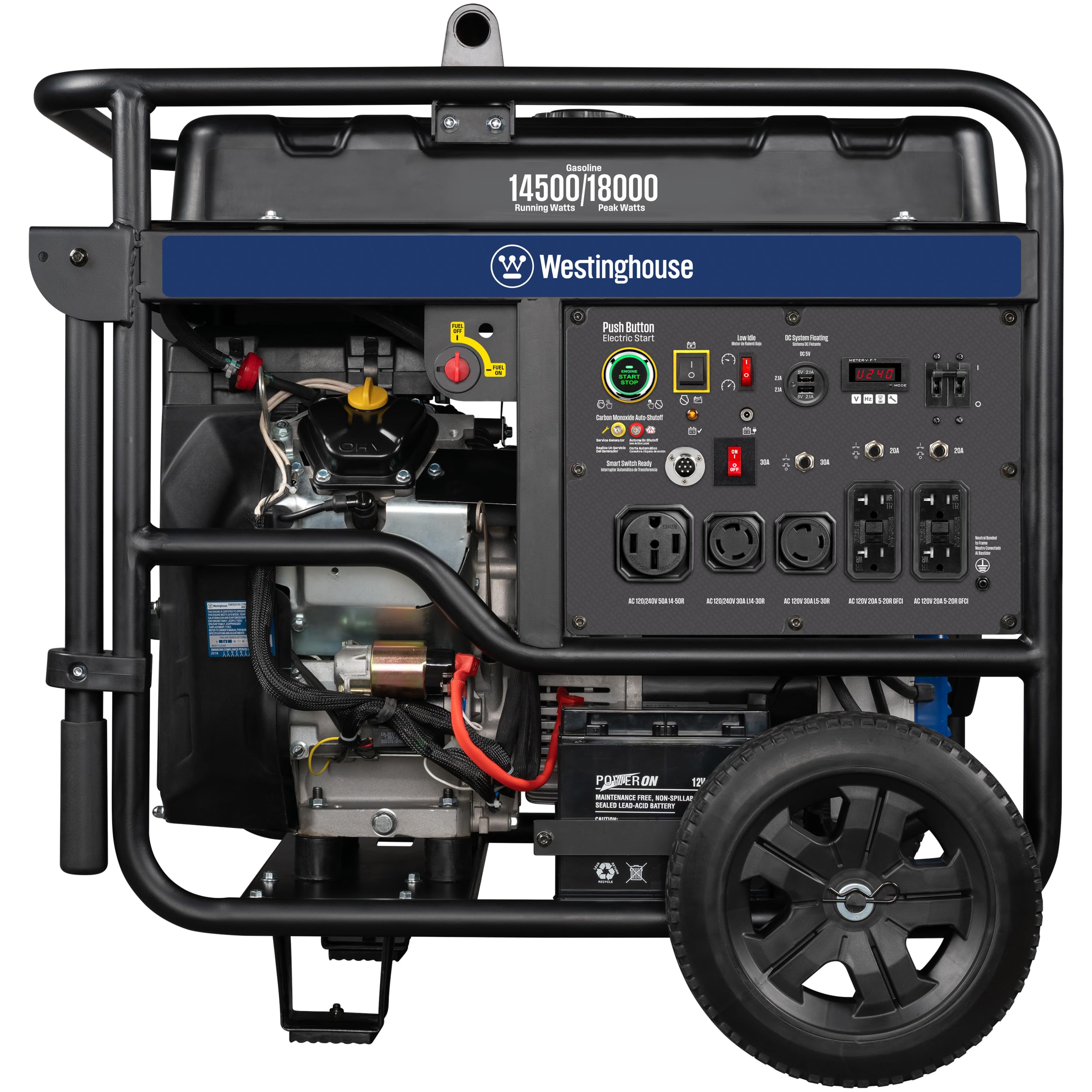 Westinghouse Outdoor Power Equipment 18000 Peak Watt Home Backup Portable Generator, Remote Electric Start, Transfer Switch Read