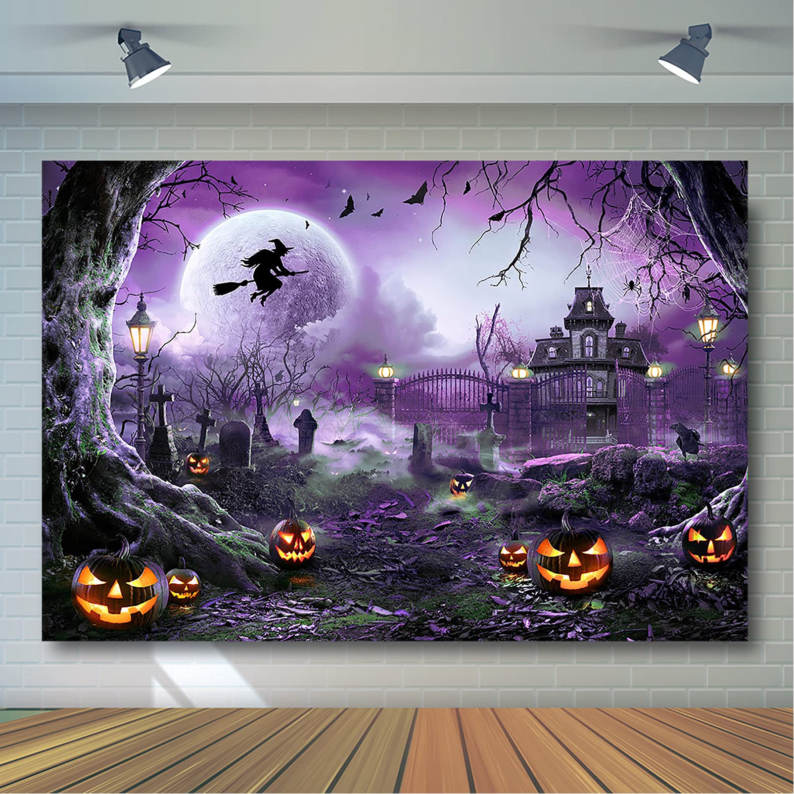 Avezano Halloween Photography Backdrop Full Moon Scary Night Castle Pumpkins Party Background Spooky Witch Bats Cemetery Child K