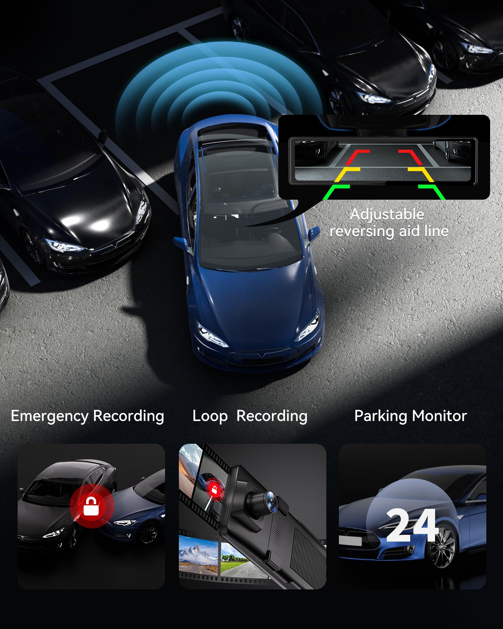 Redtiger T27 Mirror Dash Cam Front And Rear, 4K+2.5K Rear View Mirror Camera, 11'' Uhd Touch Screen Rearview Mirror Backup Camer