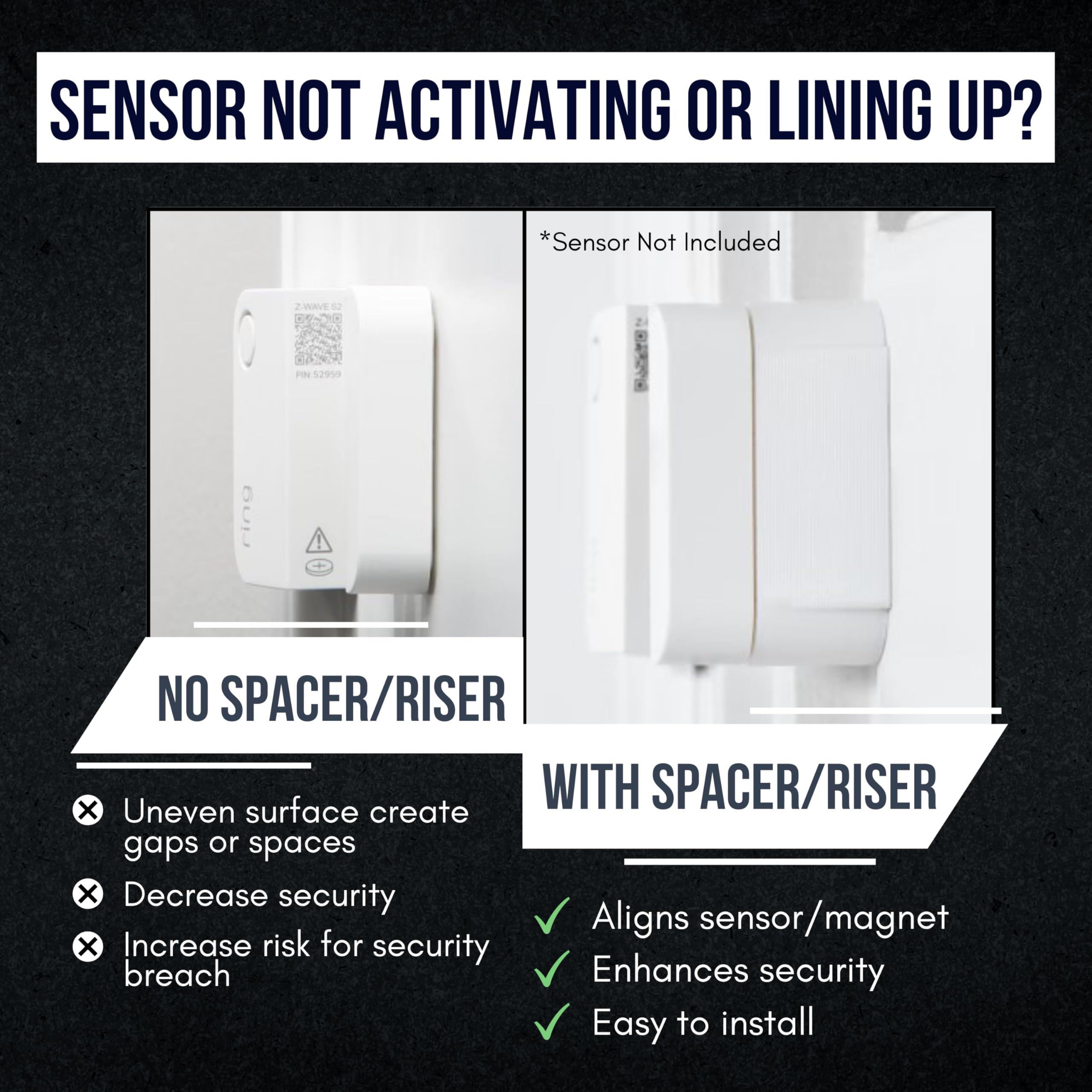 Ring Alarm Magnet Riser | 1 Pack With 3M Adhesive - Easy Mount To Any Doorway, Window, And Entryway | Ring Sensor/Magnet Not Inc