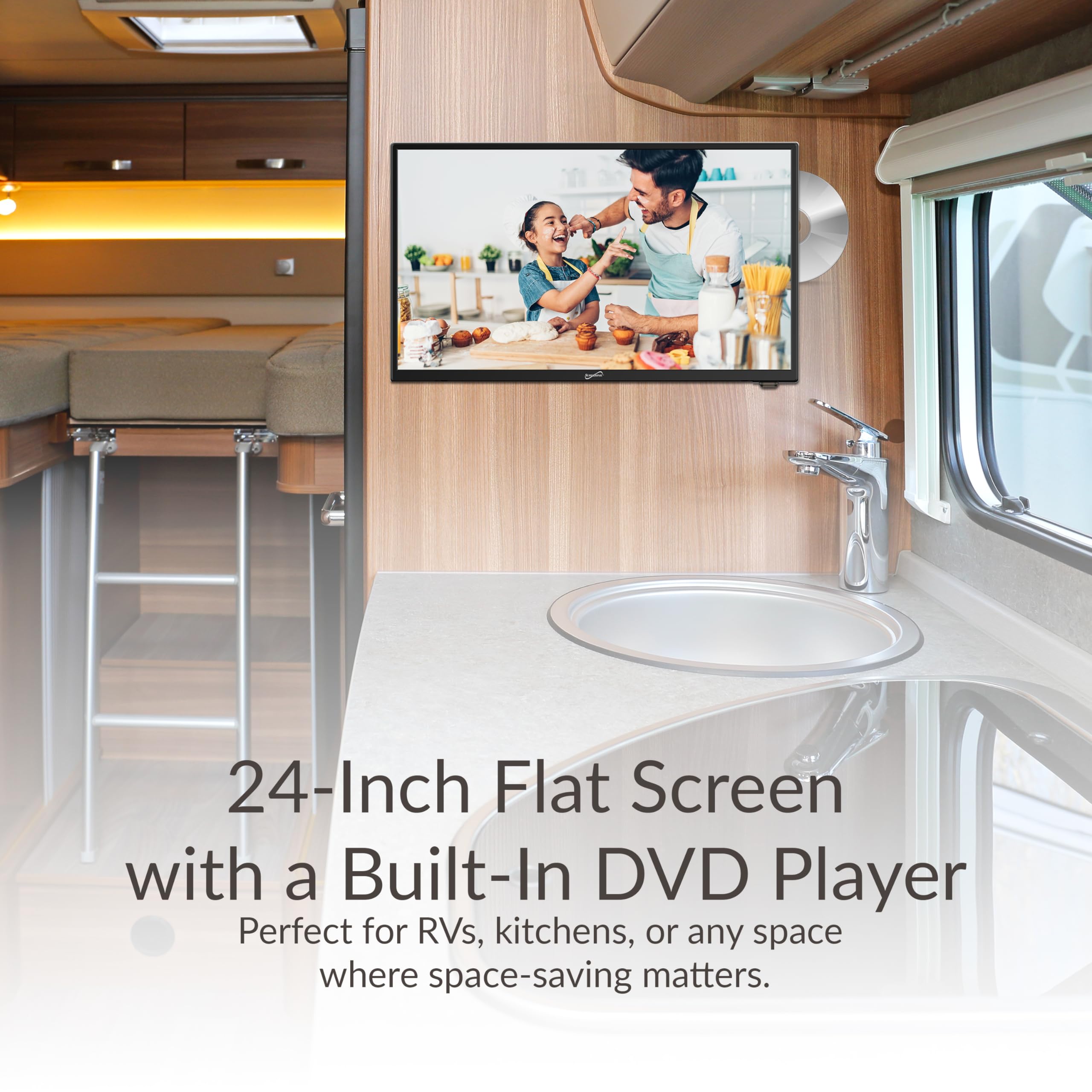 Supersonic Sc 2412 Led Widescreen Hdtv & Monitor 24'', Built In Dvd Player With Hdmi, Usb, Sd & Ac/Dc Input: Dvd/Cd/Cdr High Res