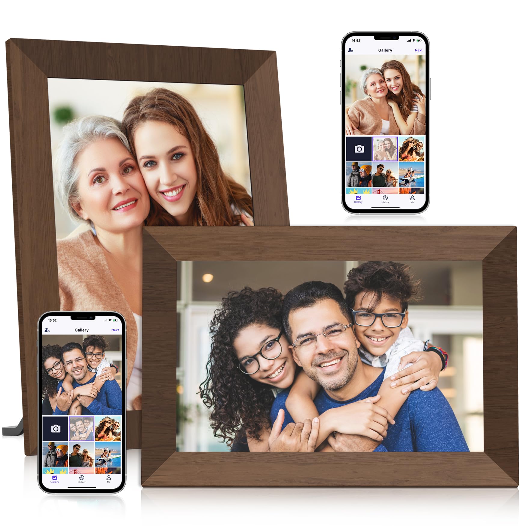 Uhale 2 Pack Digital Photo Frame 32Gb Storage 10.1 Inch Wifi Electronic Picture Frame Desktop Ips Touch Screen Hd Display Sd Car