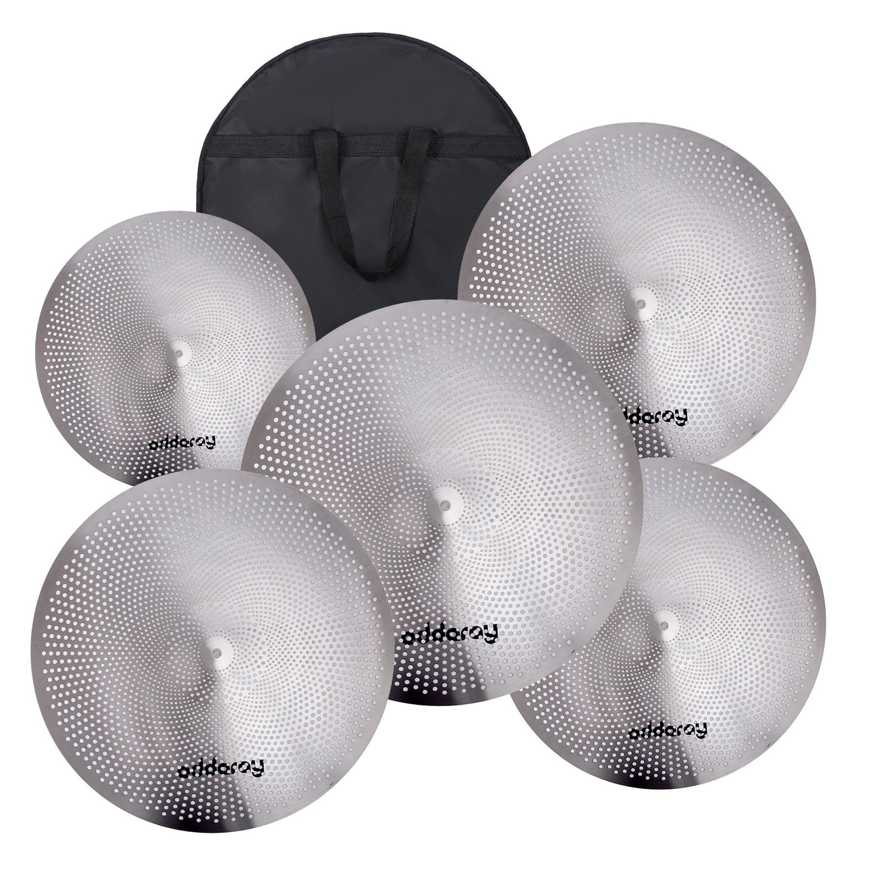 Eddaray Low Volume Cymbal Pack, Mute Cymbal Set 14'Hihats Pair+16''Crash+18'Crash+20''Ride 5 Pieces Drum Cymbal Drummer Practice