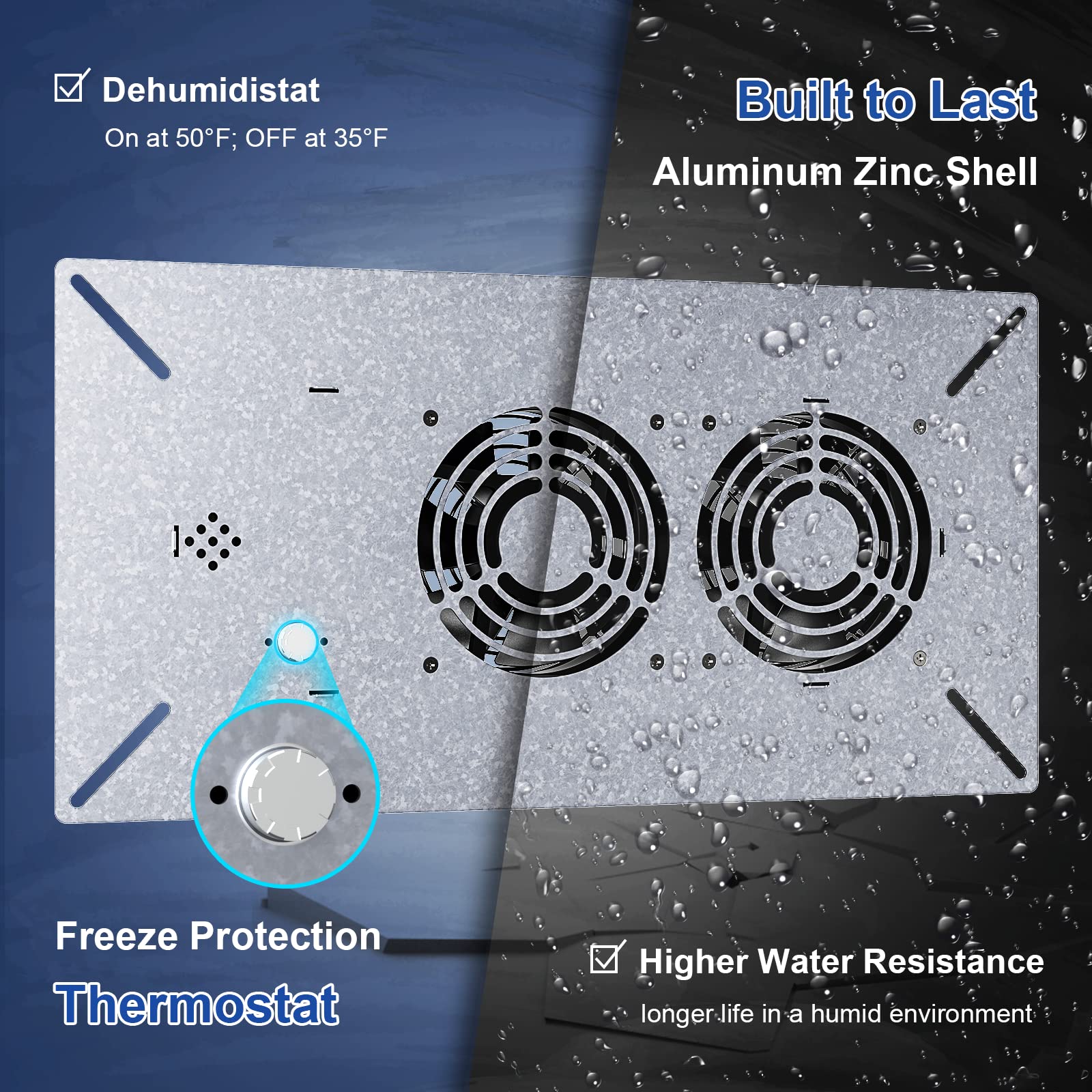 Abestorm Crawlspace Ventilation Fan With Humidistat, Basement Crawlspace Vent Fans With Dehumidistat & Freeze Protection Thermos