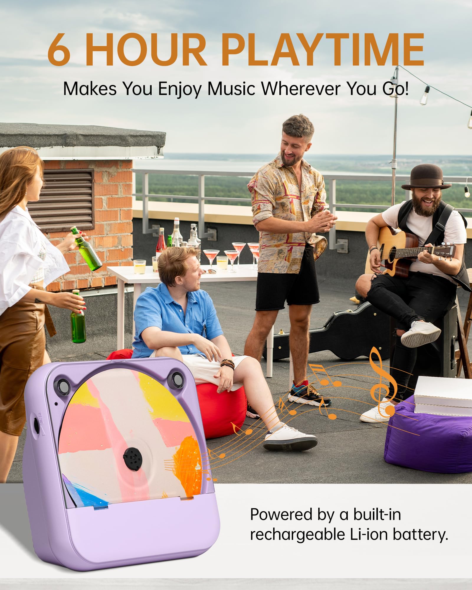 Envycloud Portable Cd Player Bluetooth Rechargeable, Wireless Mini Desktop For Home With Hifi Speaker, Cute Cd Player Remote Con