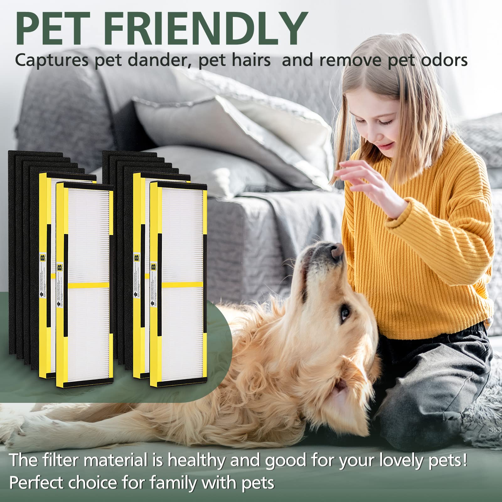 Flt4825 Hepa Filter B Replacement   Compatible With Guardian Air Purifier Ac4825 Ac4300 Ac4800 Ac4900 Ac4850, 4 Pack Pet Friendl