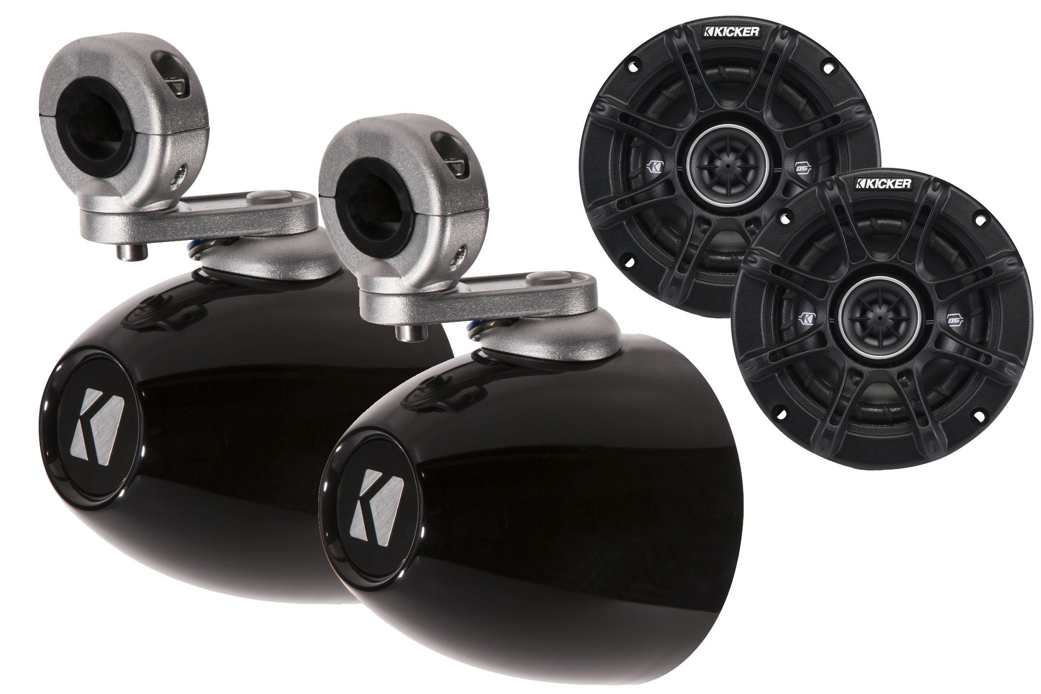 Kicker Black Mini Wake Tower Enclosures Loaded With Kicker 4'' Dsc Speakers