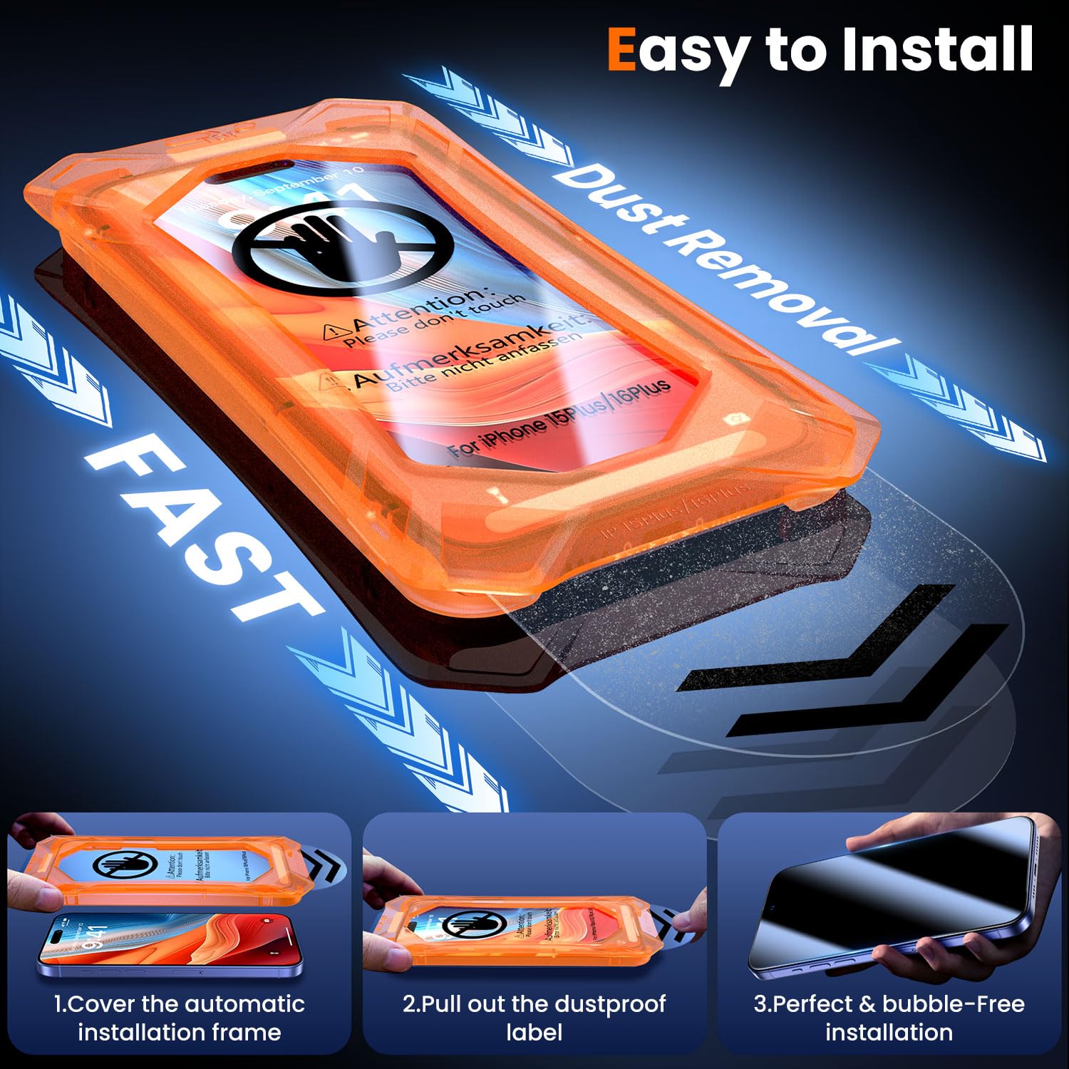 Uniqueme For Iphone 16 Plus Screen Protector   [Military Grade Shatterproof & 9H+ Hardness] Screen Protector 16 Plus Tempered Gl